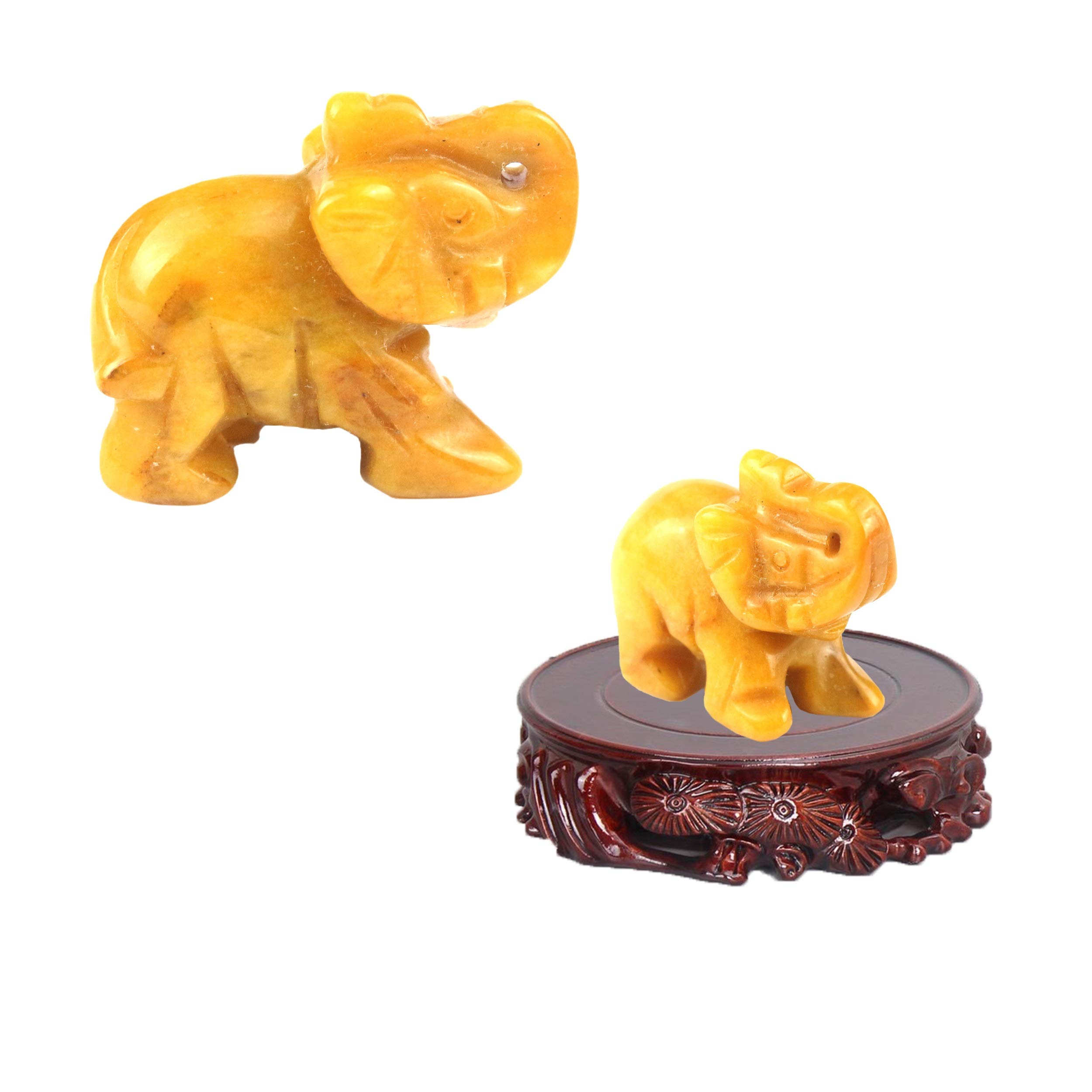 Amazon.com: 黃玉雕刻療癒水晶寶石大象雕像雕像收藏裝飾1.5 英吋