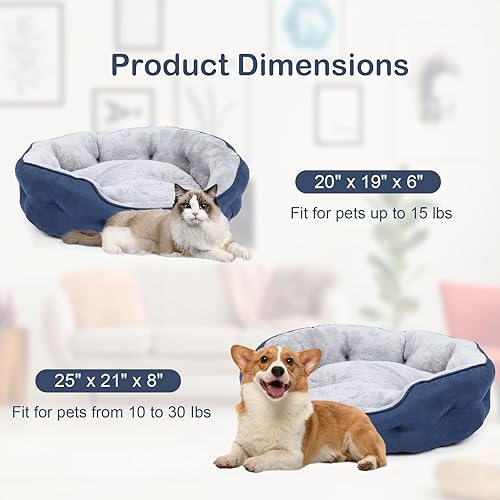 Miniatura 4 de Cama para perros pequeños de 20 x 19 x 6 pulgadas, cama ovalada lavable para interiores con parte inferior antideslizante y cojín extraíble, cama