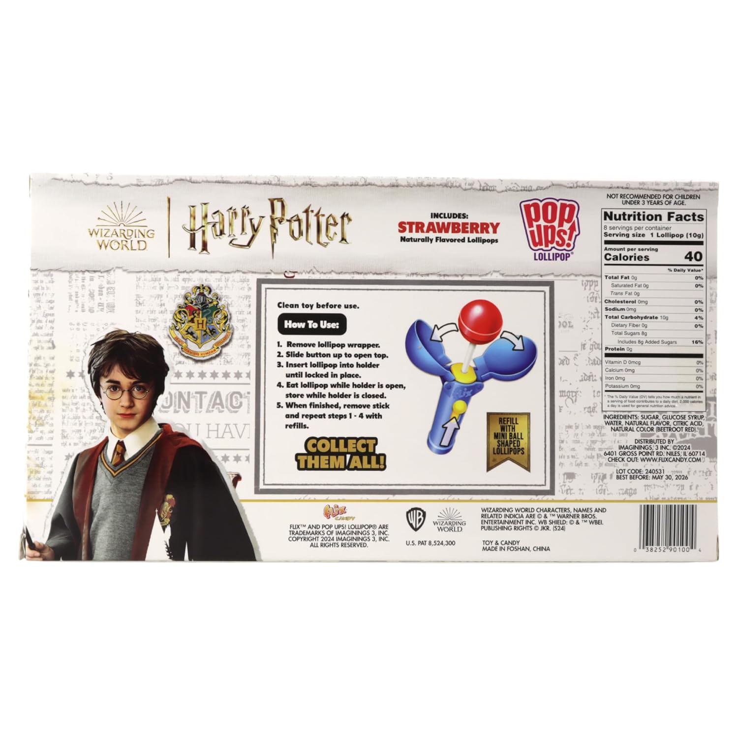 Imaginings 3 Limited Edition Harry Potter Pop Ups Gift Set, Individually Wrapped Suckers with Character Lollipop Holders, Strawberry Flavored, 2.82 Ounces