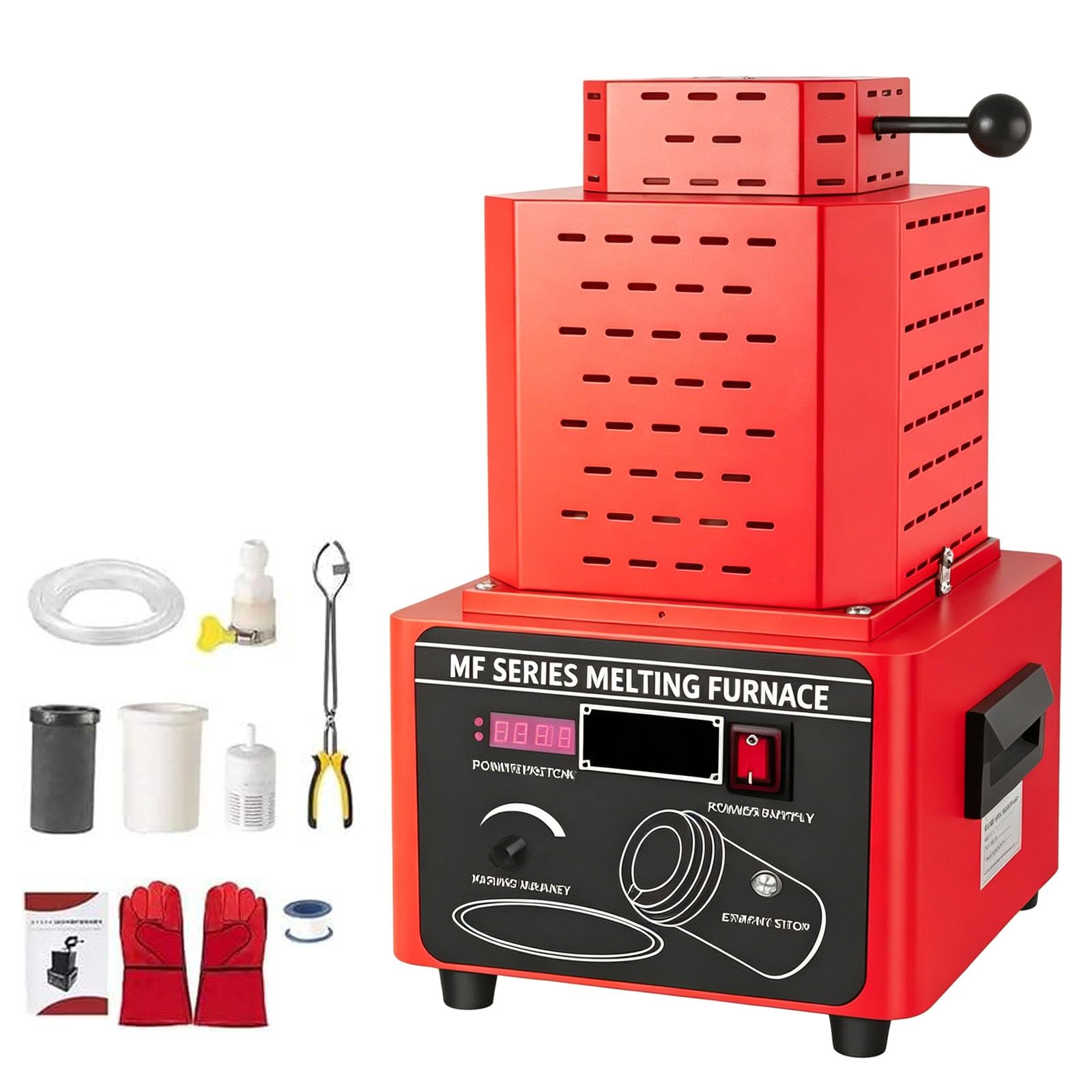 BoluDukNN 5000w Intermediate Frequency Gold Melting Furnace, 1600℃ /2912℉ Digital Melting Furnace Machine,Smelting Time 3-5 Minutes,Metal Casting Kit Red-2kg