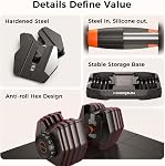 FEIERDUN Adjustable Dumbbell Set, 5-52.5 lb Dumbbells, 15 in 1, Quick Adjust Weight Set with Non-slip Handles and Tray, Dumbbells for Home Gym Exercise Strength Training, Unisex | Smart click technology for quick change, non-slip grip, good for home,