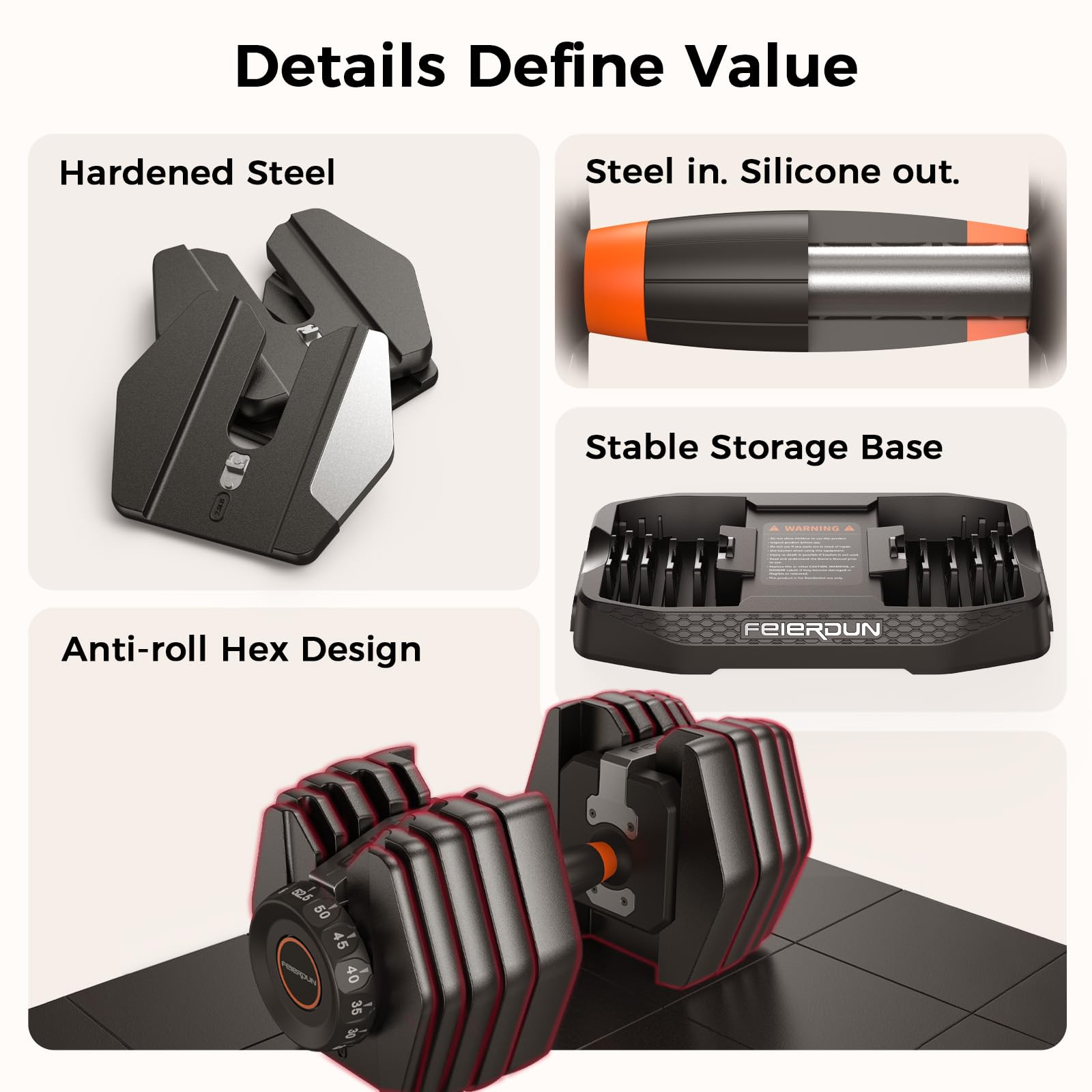 DB1 QuickDial Adjustable Dumbbell Set, 15-in-1 Adjustable Weights with Storage Box & App, 105lb/52.5lb Quick Change for Drop Set, Superset & HIIT Home Gym, Non-Slip Handles, 3-year Aftersale Service
