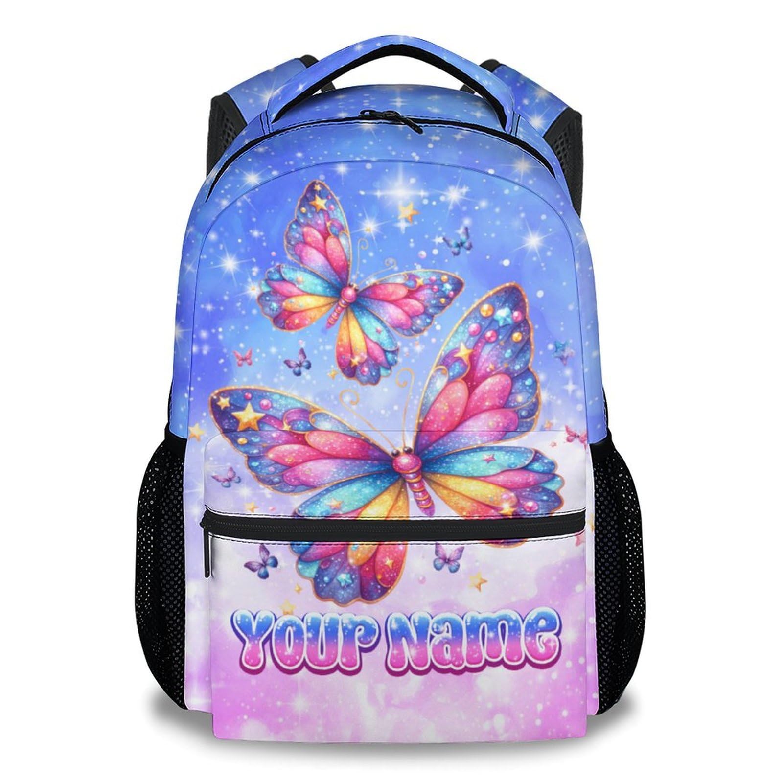Backpack for Girls - Personalized Butterfly Backpacks with Name for Kids Toddlers - Custom Bookbag Gifts for Daughter - Lightweight School Bag for