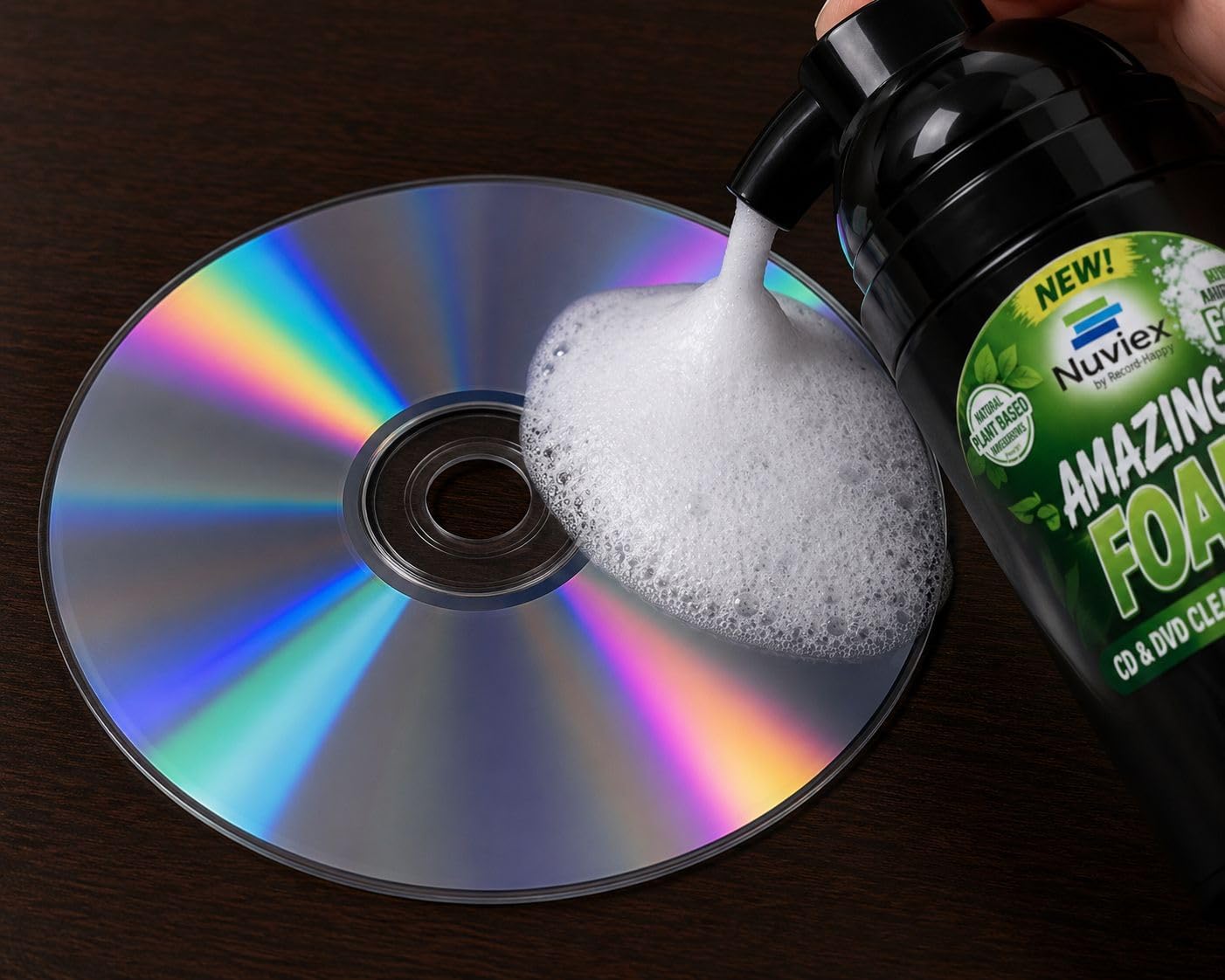 CD Cleaner Solution Foam Spray - CD-DVD Compact Disc Cleaning Fluid with Microfiber Anti-Static Cloth Glove - Made in USA with Natural Ingredients