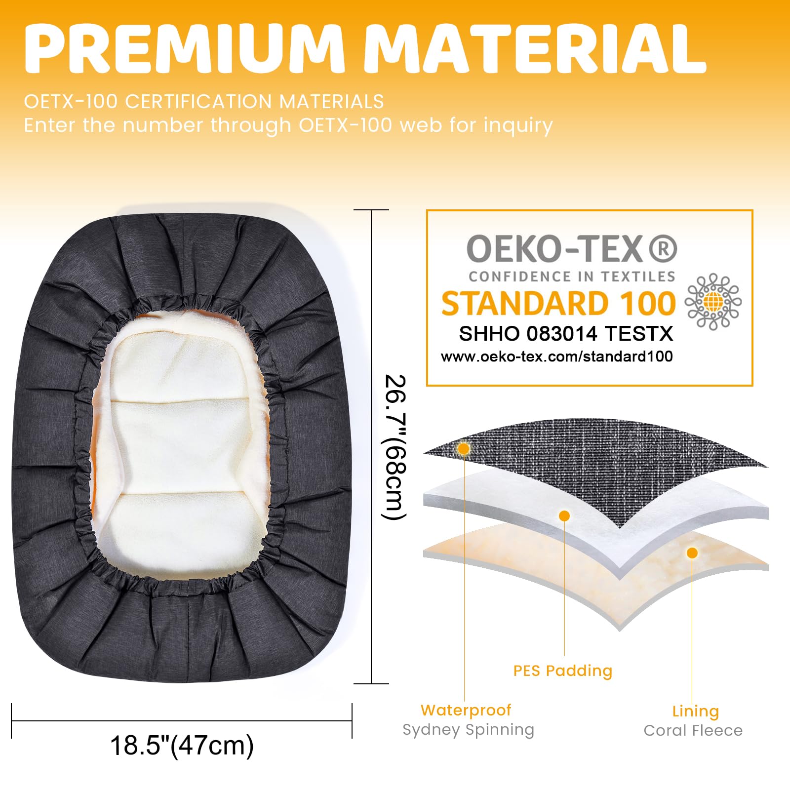 Orzbow Sacco Ovetto Neonato Invernale, Universale Sacco Nanna Ovetto Invernale con Collare Regolabile, Calda Fodera in Vello Coral, Staccabile e Lavabile in Lavatrice (Grigio Scuro)