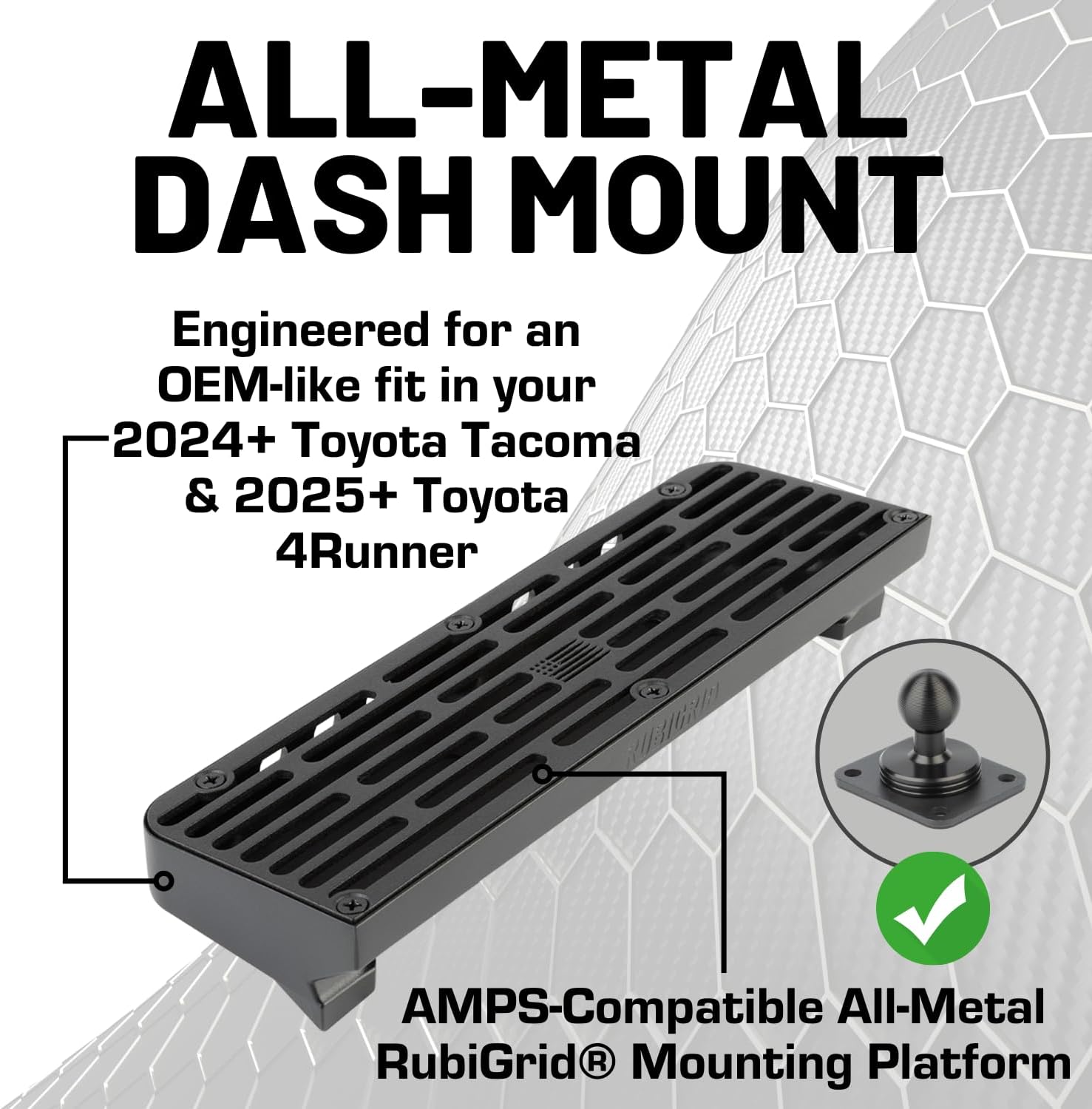 Bulletpoint RubiGrid Metal Dash Mount Phone Holder Compatible with 2024+ Toyota Tacoma