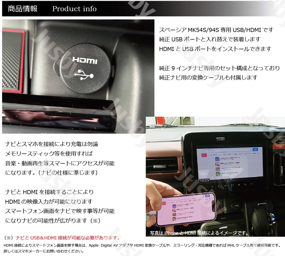 新型スペーシア(MK54S/94S)用 USBパネル入力アダプタ 純正9インチナビ用
