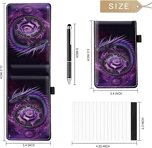 Miniatura 89 de Juego de 4 soportes para bloc de notas de tamaño de bolsillo, de piel sintética, mini bloc de notas con 2 bloc de notas pequeños y lápiz capacitivo