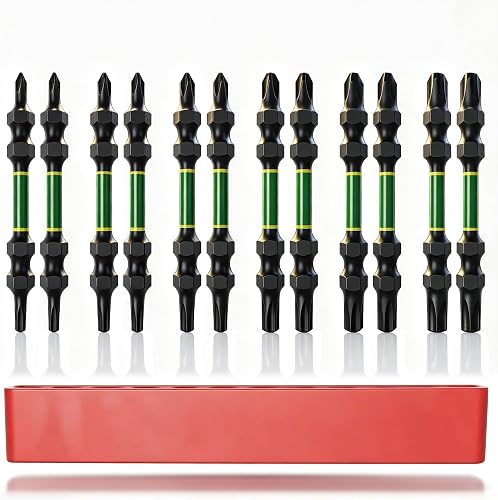 12-Piece Double-Ended Torx & Phillips Screwdriver Bit Set, 1/4" Hex Shank 65mm, Premium S2 Steel (HRC 58-62), Magnetic Impact Grade, TT10-TT30 & PH0-PH3, Heavy Duty for Impact Drivers & Power Drills