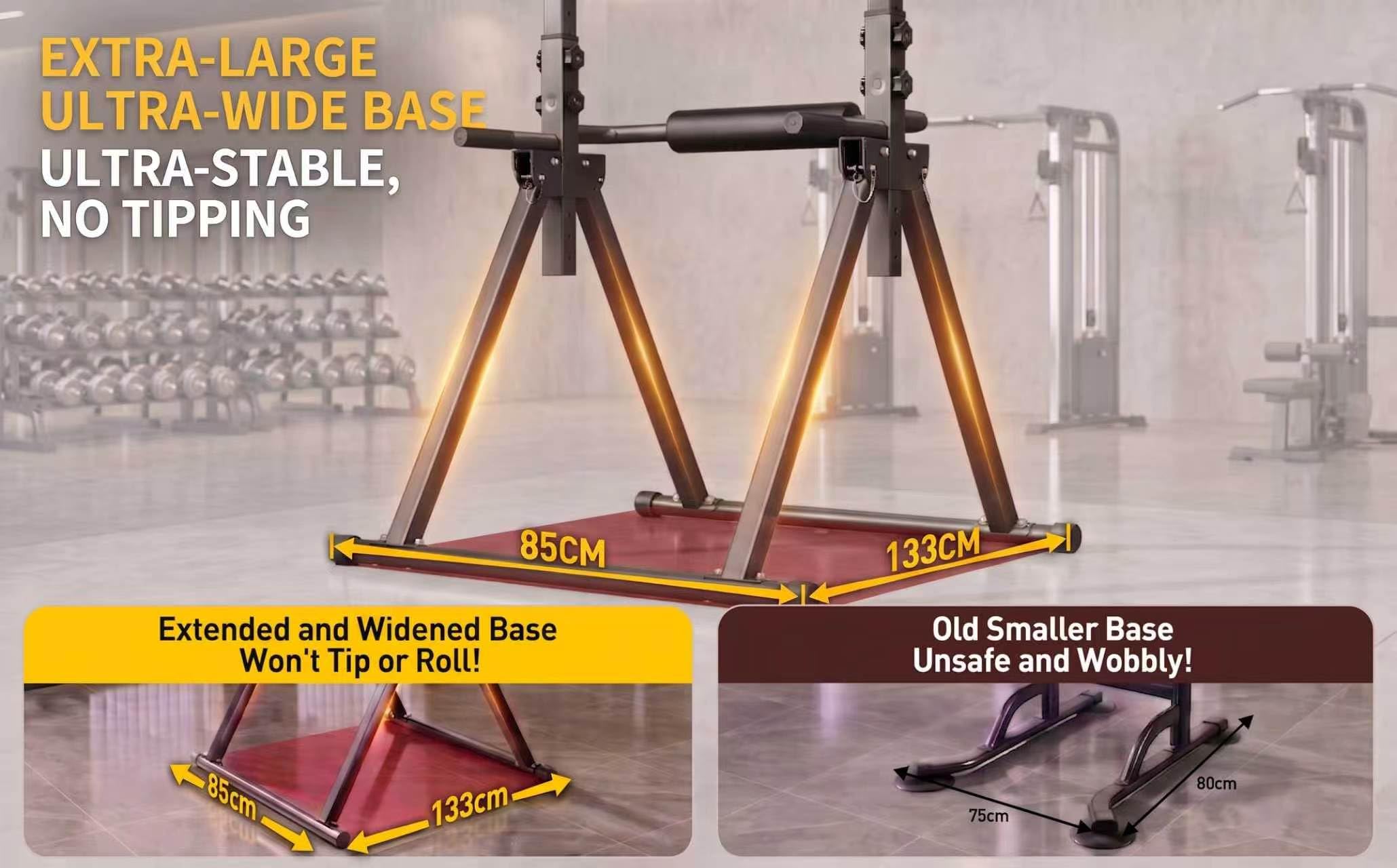 COMINGFIT Power Tower mit Klimmzugstange, klappbarer Dip-Station, und höhenverstellbarer Stange, stabile und stabile Dreiecksstruktur, Multifunktionsgeräte für Krafttraining und Heimfitness