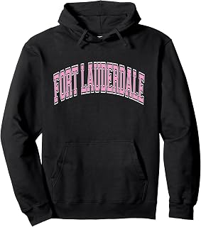Fort Lauderdale Arched Pink Text Pullover Hoodie