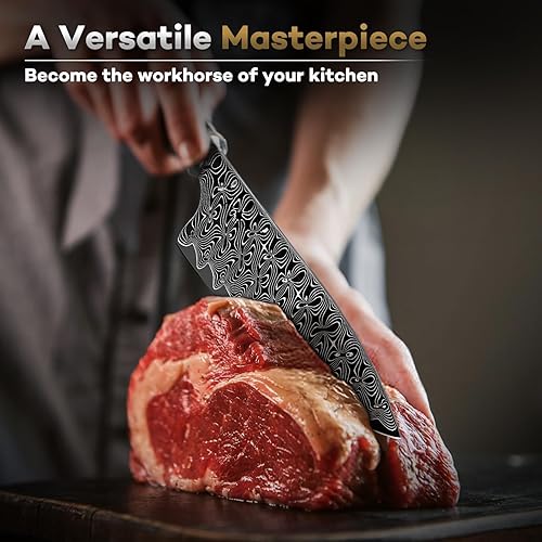 Miniatura 2 de Huusk Cuchillo de chef Damasco de 8 pulgadas, cuchillo de cocina japonés súper afilado Damasco VG-10, cuchillos de cocina profesionales con mango