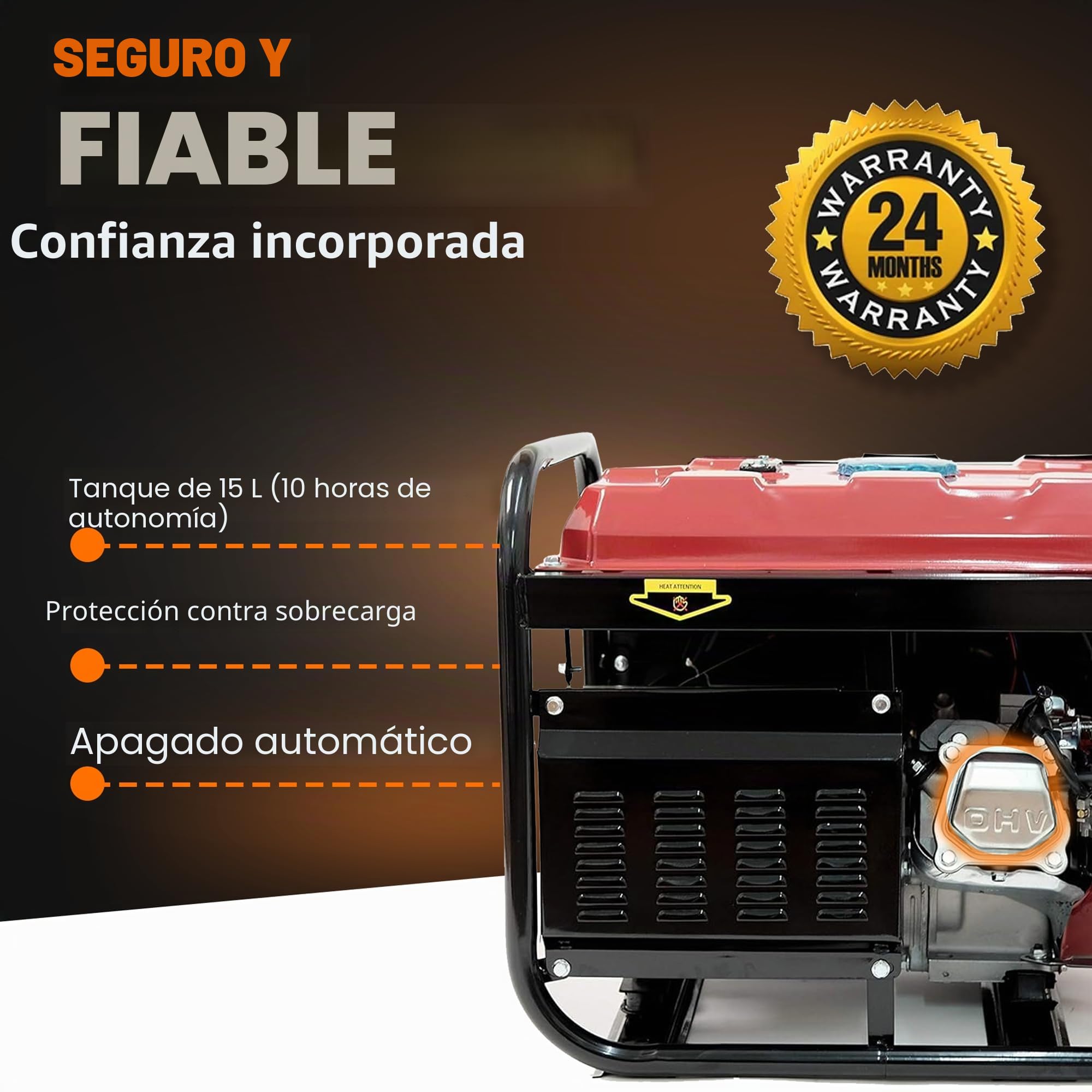 T-MAX Generador de gasolina portátil 6000-WE ~ 3.2 KVA 8HP ~ Encendido de llave eléctrica de potencia silenciosa (arranque de llave eléctrica/arranque de retroceso)