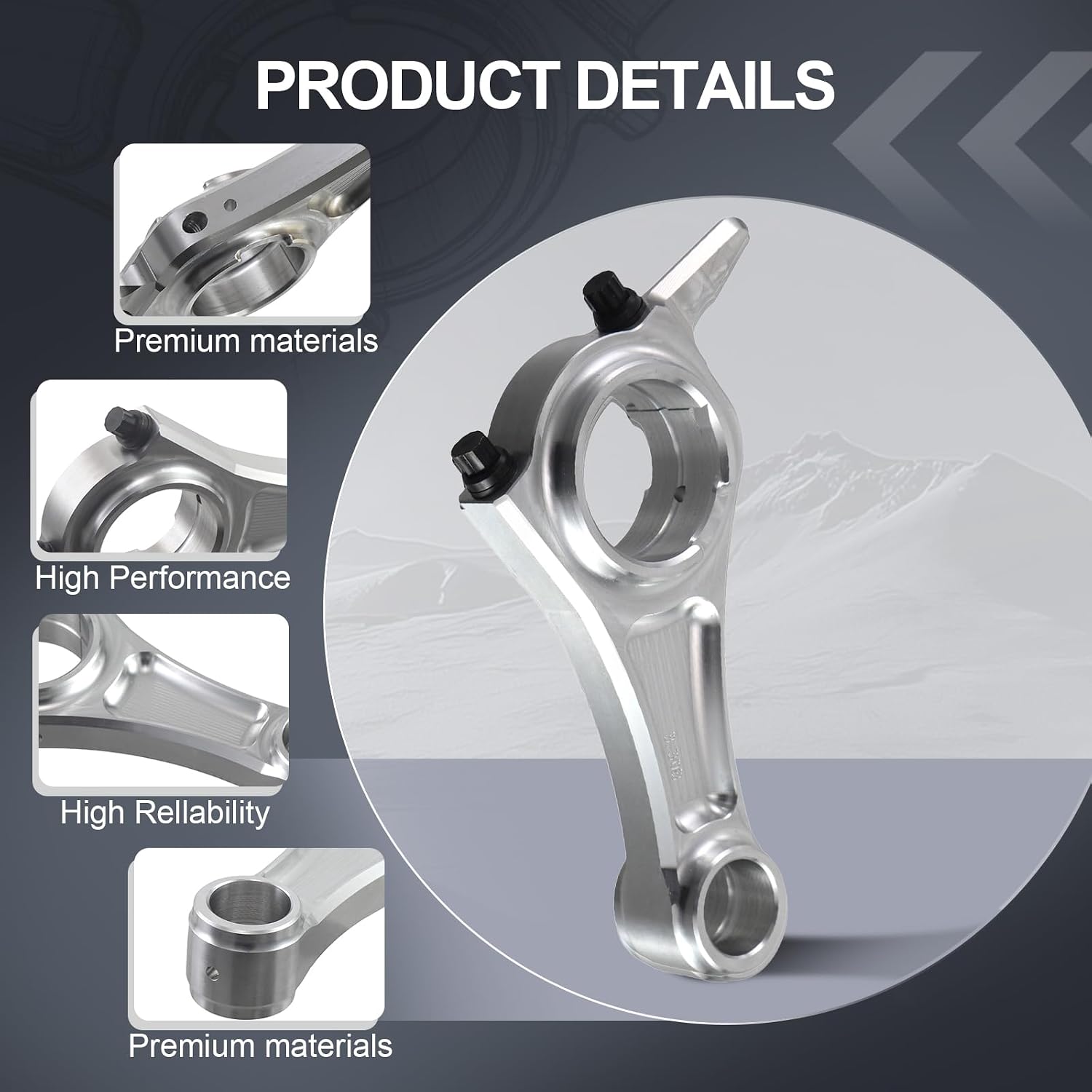 3.308" Billet Aluminum Connecting Rod For Tillotson 212cc Predator 224cc Ghost 212cc Engines SILVER