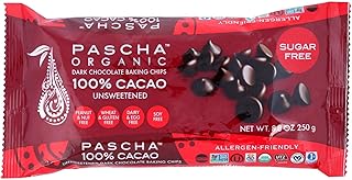 Pascha Organic Allergen-Free Unsweetened Dark Chocolate Chips 100 Percent Cacao 8.8 Ounce Pack of 6 (Total 52.8 Ounce)