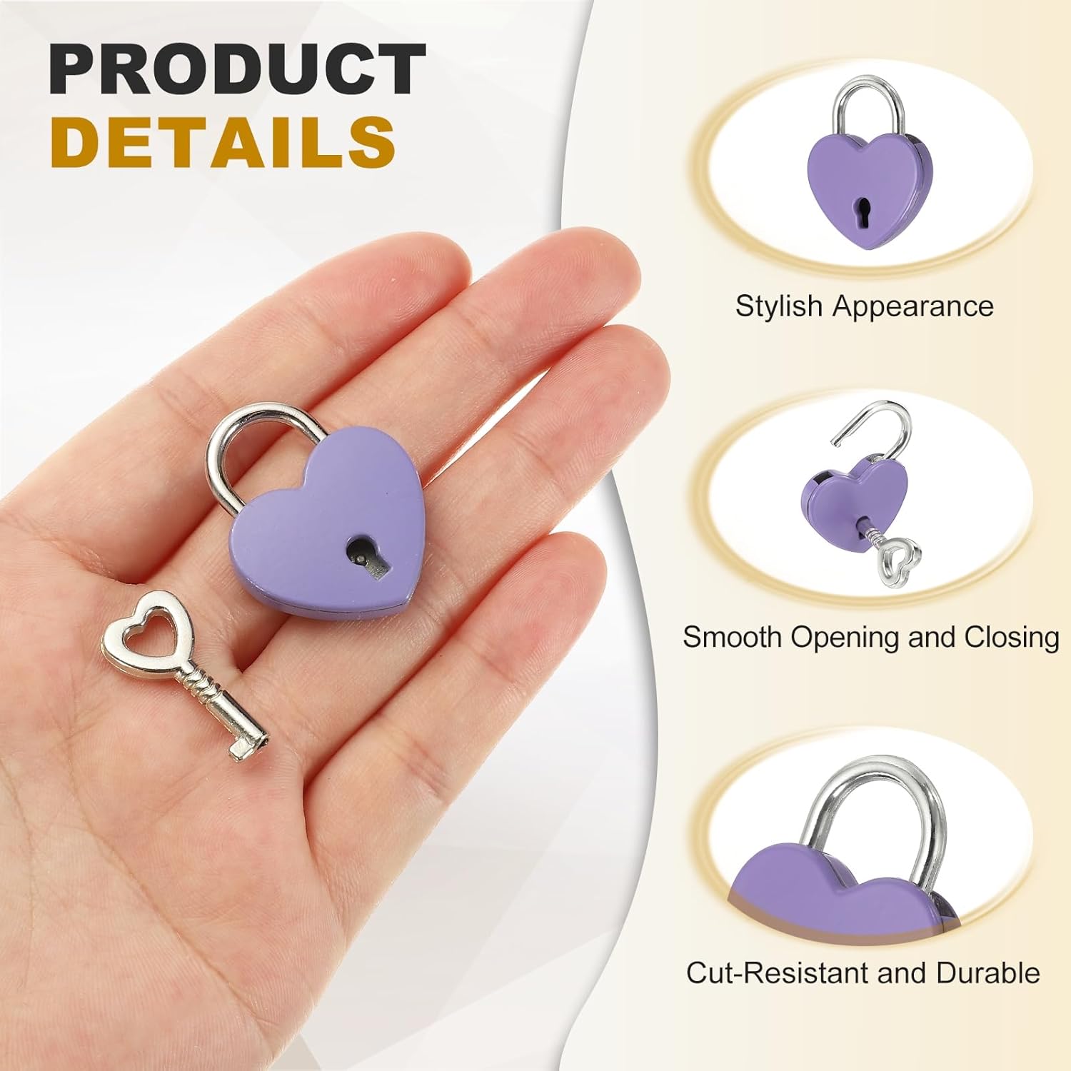 PATIKIL Mini Heart Lock with Key, (1"x1.2", Purple) (3 Pcs), Heart Shaped Padlock Metal Love Locks, Suit for - Lover Bridge/Anniversary/Diary Book/Handbag/Jewelry Box