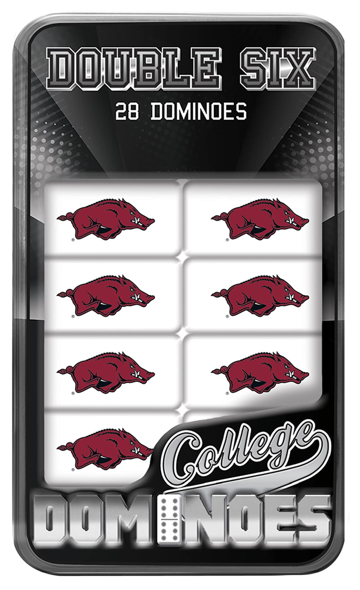 MasterPieces Game Day - NCAA Arkansas Razorbacks - 28 Piece Team Logo Double Six Domino Set