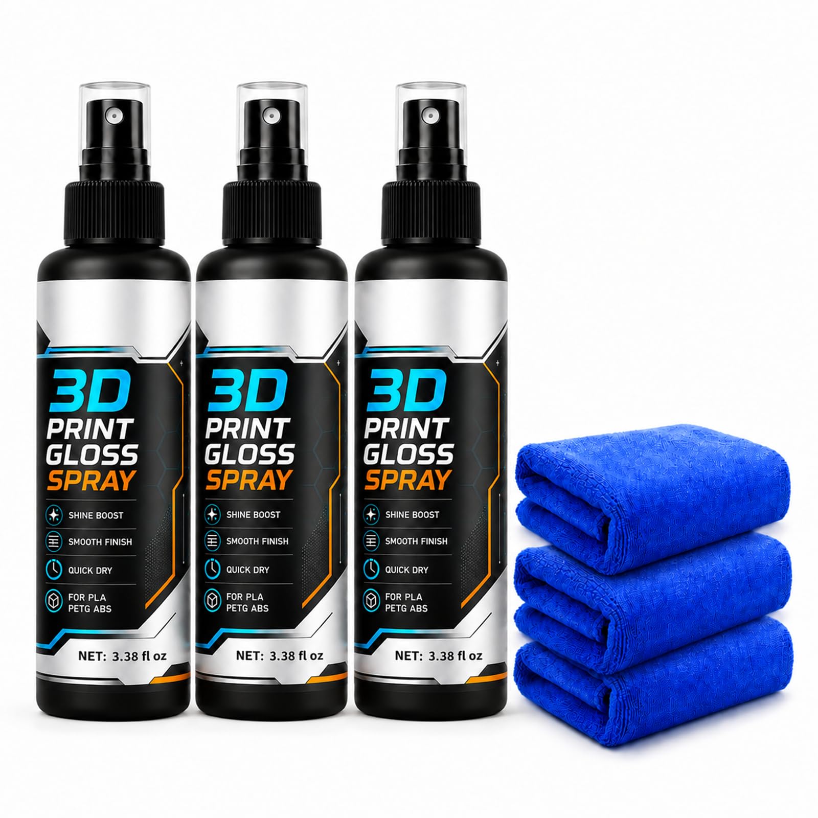 3D Printer Model Gloss Spray Quick, 3D Print Gloss Spray (3pcs)