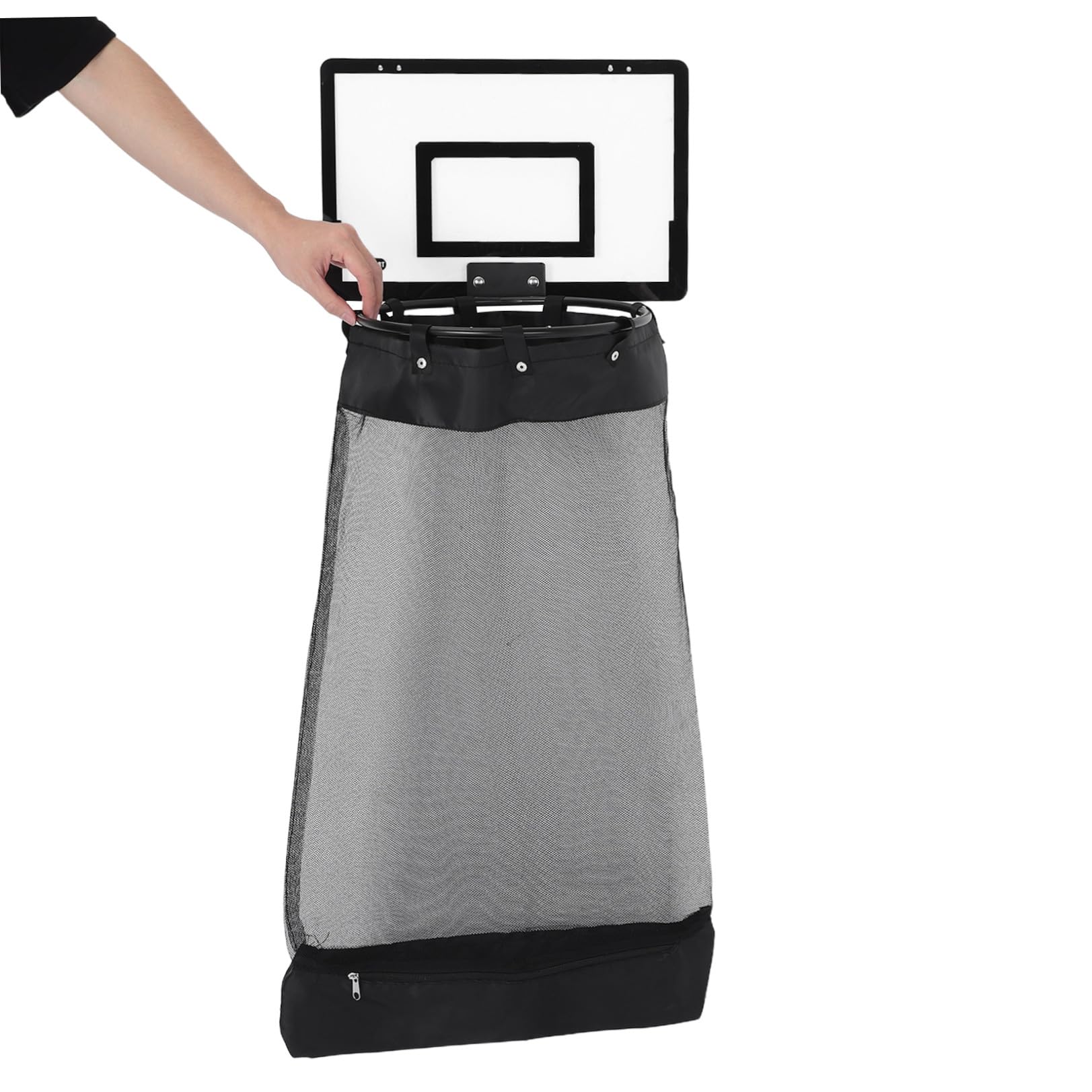 Generico Cesto Lavanderia Basket Porta con Gancio, Nero, 106cm, a Rete