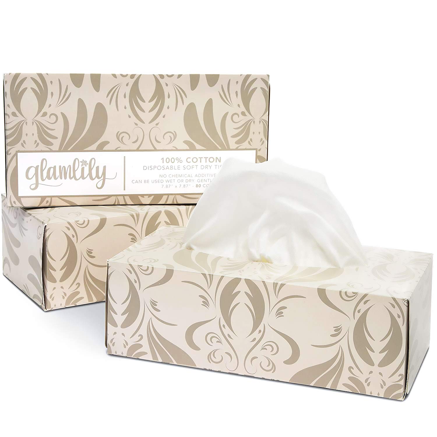 Buy Facial Cotton Tissues, Art Deco Disposable Face Towels (3 Pack, 240