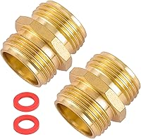 Sanpaint 3/4 Inch Brass Double Male Garden Hose Connectors, 2 Pack - Leak-Proof Male to Male Adapters for Female Hoses