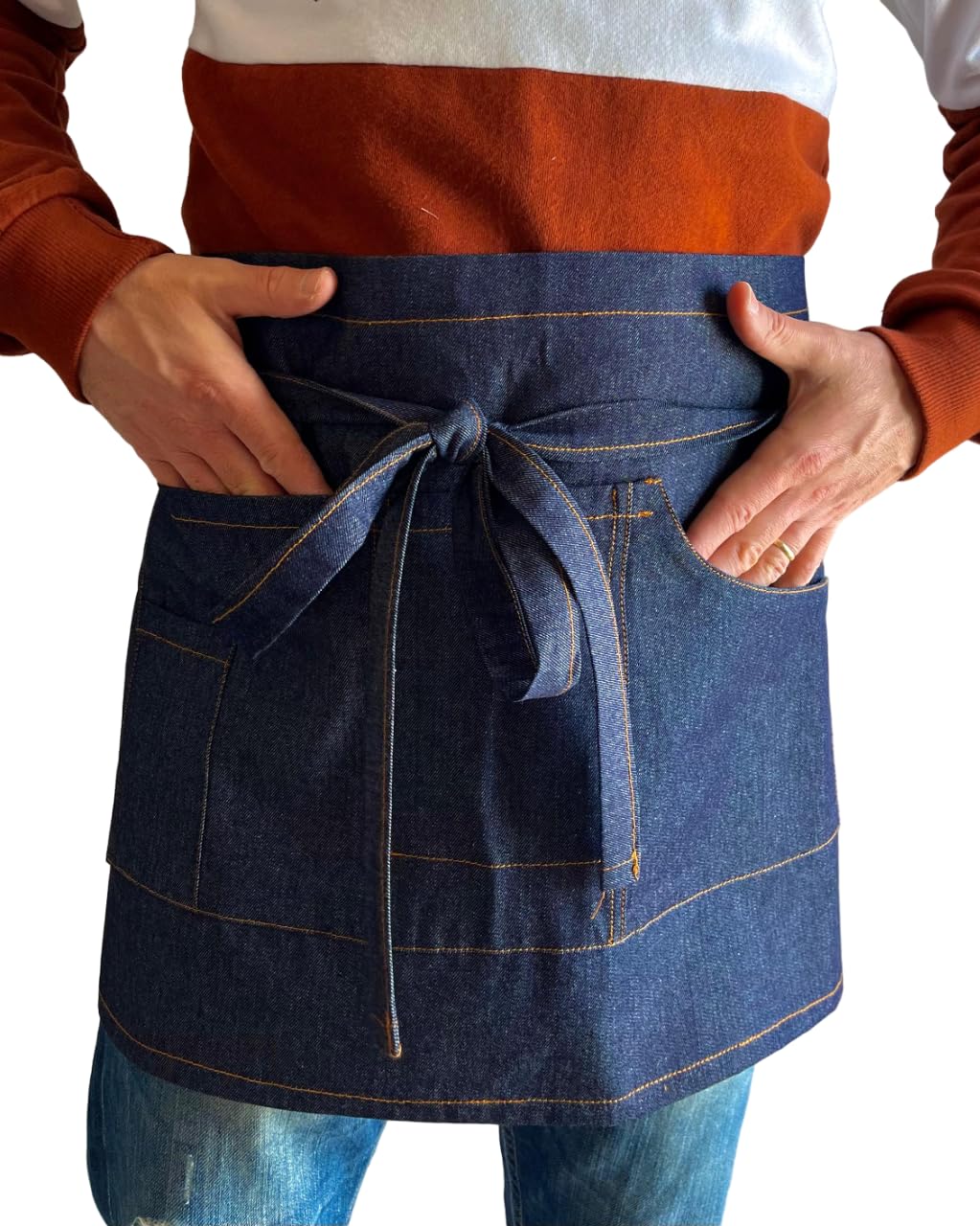 tessile astorino 5 x Grembiule da Cucina Jeans Ricamo Gratuito Jeans per Bar Ristorazione Barista Cameriere Albergo Divisa da Lavoro Uomo Donna Made in Italy