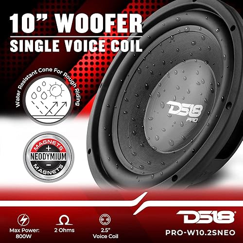 Miniatura 10 de DS18 PRO-W10.4S - Altavoz woofer de 10 pulgadas, cono resistente al agua, 700 W de potencia máxima, 4 ohmios SVC, perfecto para aplicaciones de