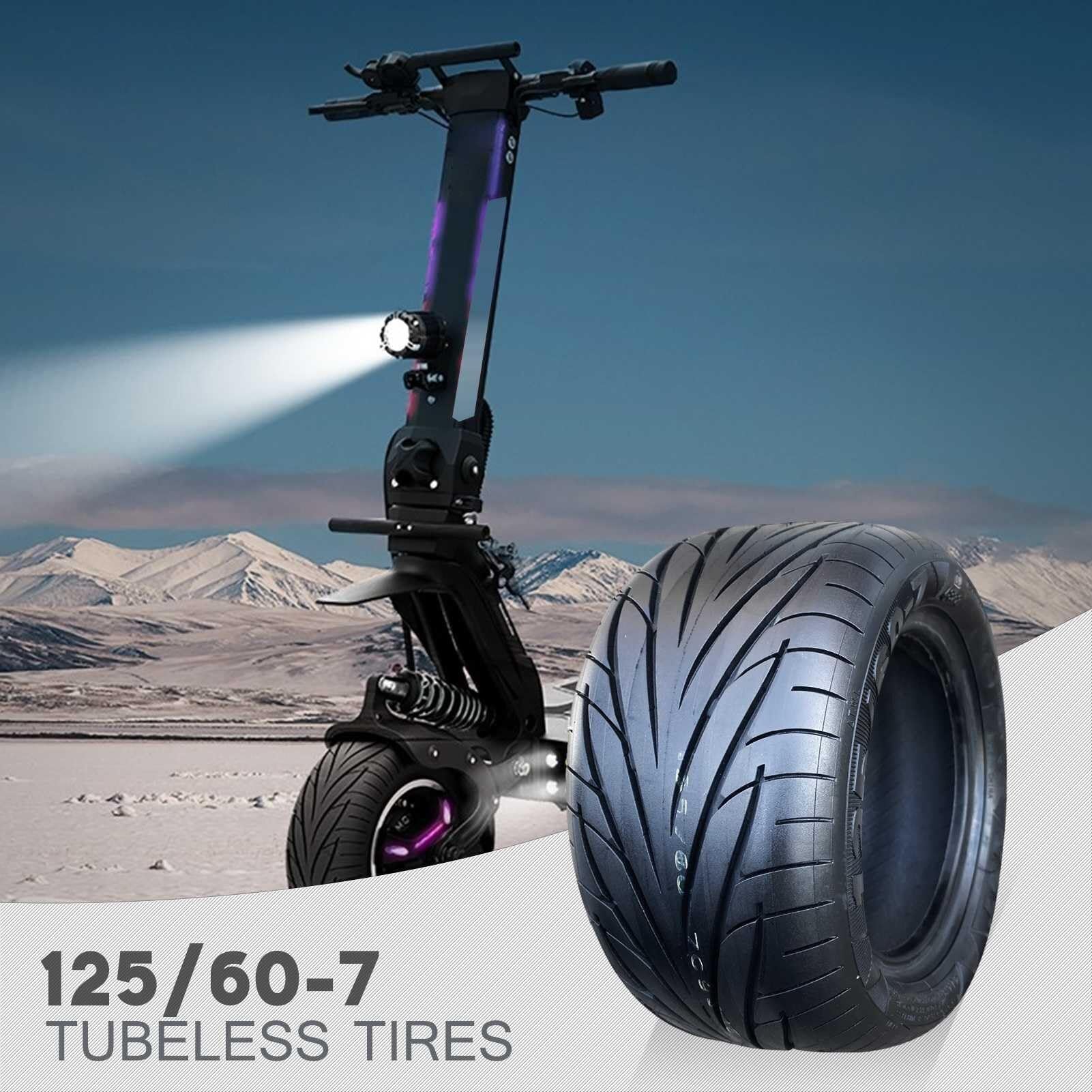 125/60-7 Neumático Patinete Tubeless con Válvula Inclinada 125/60/7 Resistente al Desgaste y 125 60 7 Antideslizante para Patinete Eléctrico – 7 Pulgadas