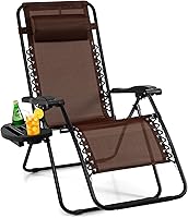 Vista 1 de Giantex Zero Gravity - Silla reclinable para patio al aire libre con portavasos y almohada extraíble, respaldo ajustable, silla de salón
