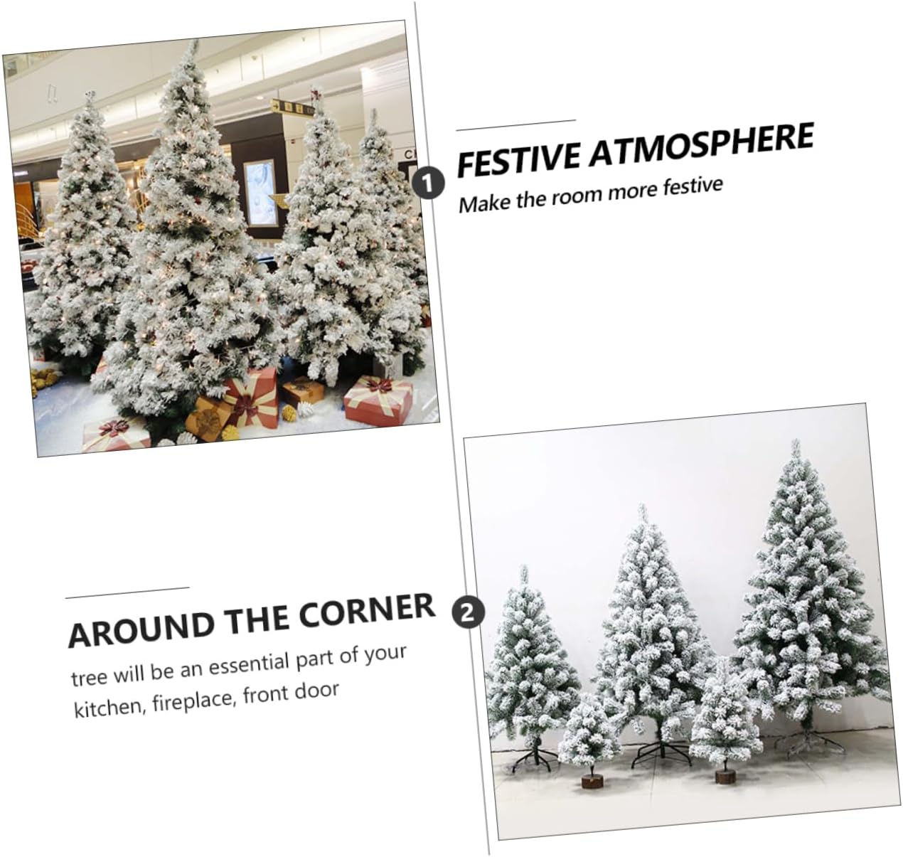 1Pc Snow Flocked Artificial Christmas Tree Ornament White Faux Xmas Tree Decoration for Home Office Party Use Classic Holiday Decor with Dense Snow Tips