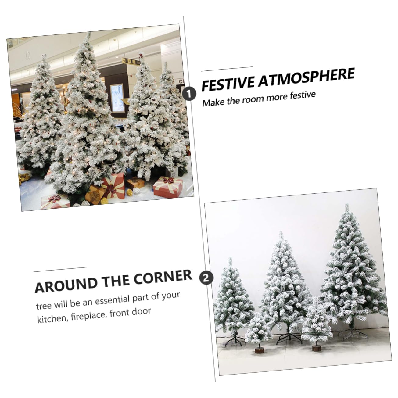 GOOHOCHY 1Pc Snow Flocked Artificial Christmas Tree Ornament White Faux Xmas Tree Decoration for Home Office Party Use Classic Holiday Decor with Dense Snow Tips