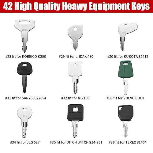 Miniatura 5 de Juego maestro de 42 llaves de equipo de construcción pesada, maestro de encendido de operador de máquina compatible con Caterpillar Bobcat JD Case