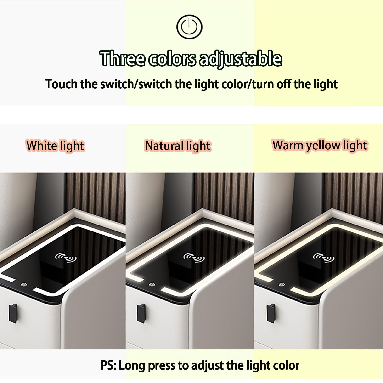 Veilleuse LED moderne avec Bluetooth et chargement en bois - Design multifonction - 2 Ders - 25 cm de large - Simple - Gris - Fourrure pour chambre à coucher - Décoration élégante