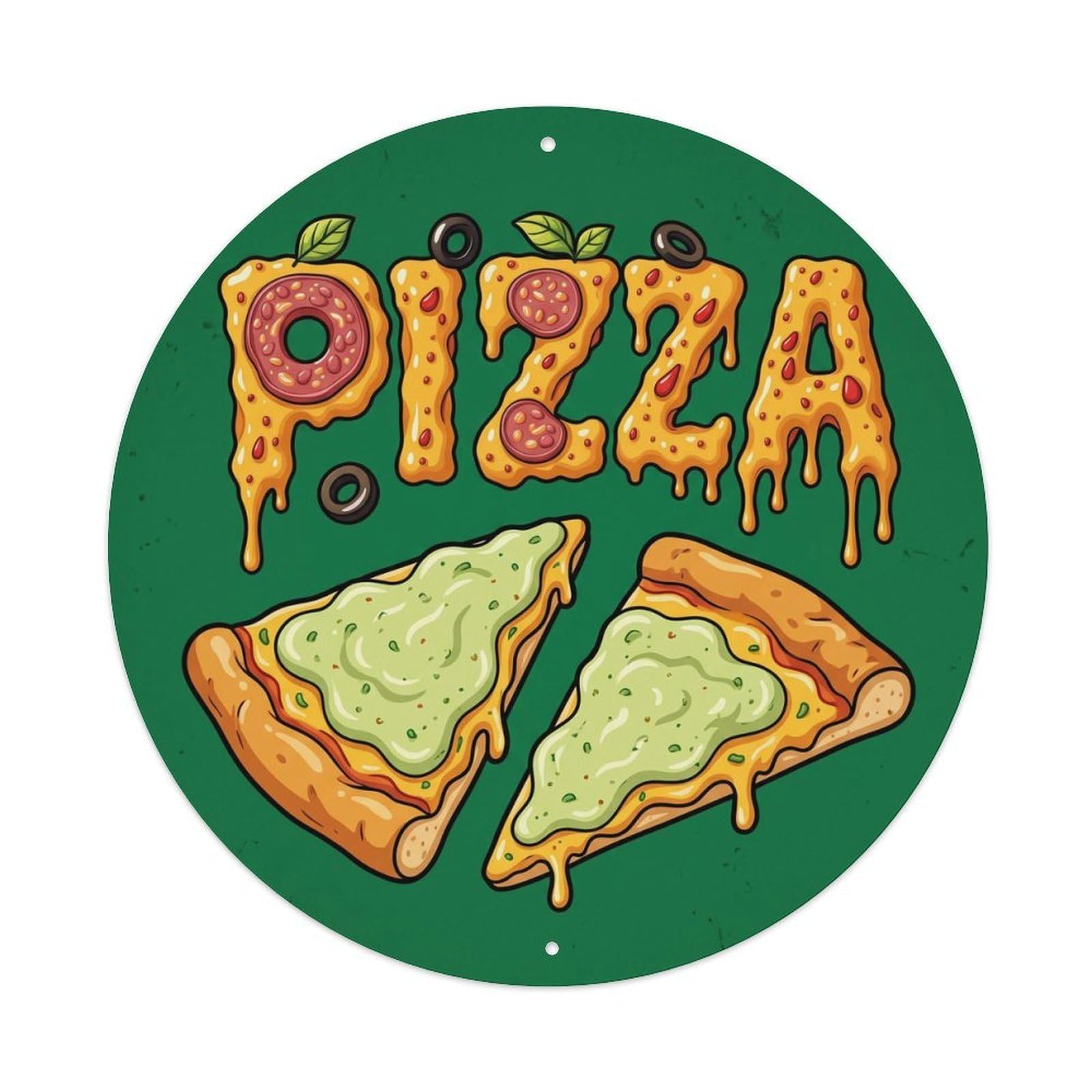 Cwbufd Vintage Style Vintage Pizza Slice Wasabi Mayo Vintage Metal Tin Sign Plaque Wall Decor For Cafe, Club Bar, Office, Garden Metal Poster 8X8inch