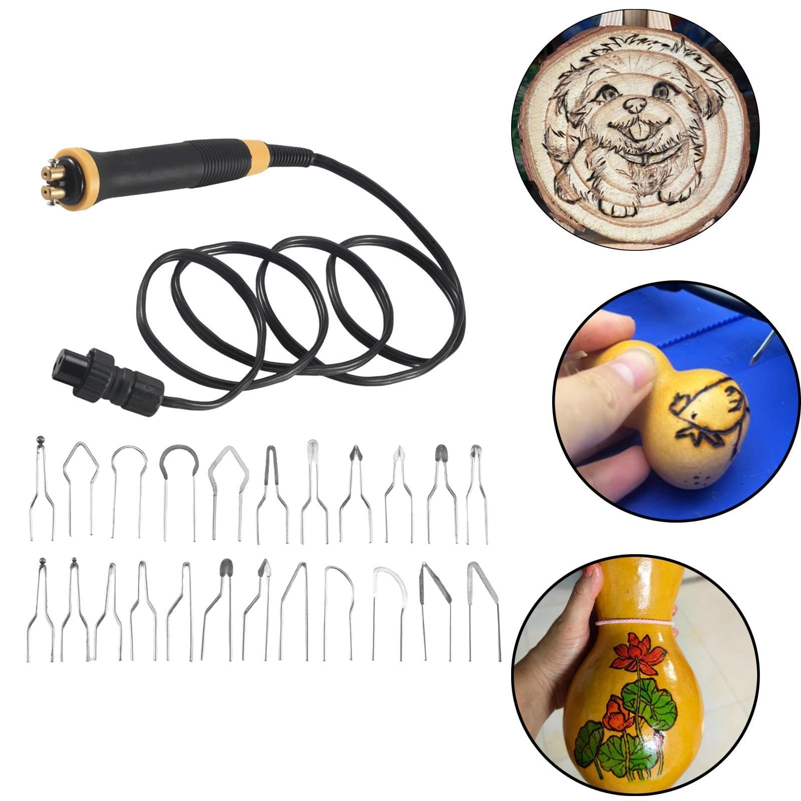 2 Kit per Pirografia con 21 Punte in Filo, Impugnatura Ergonomica, Rimovibile E Antiscivolo.