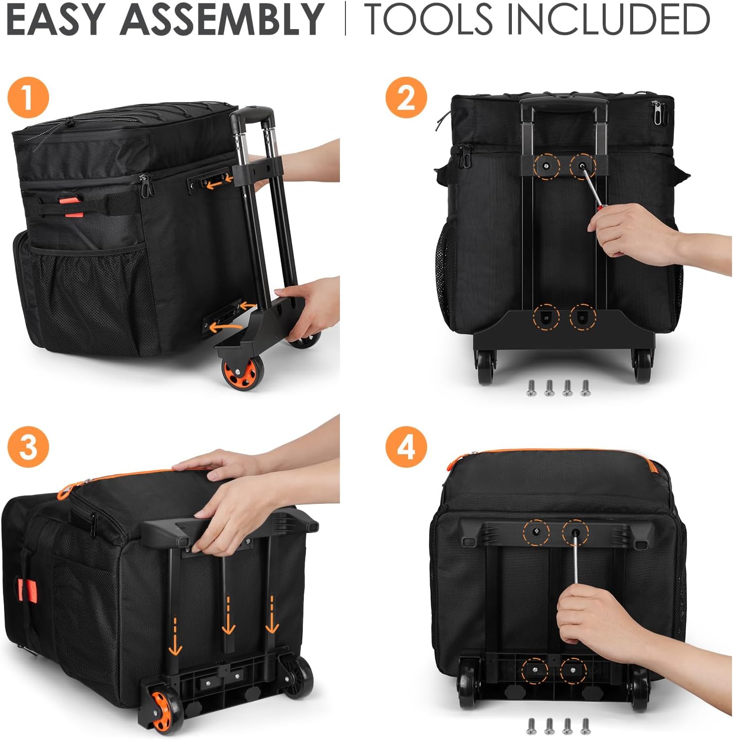 Rolling Cooler with Wheels 5𝟎+ Can and 𝟗𝟖𝐂𝐌 Handle, Double Deck & Enhanced Stability Wheeled Cooler,Leakproof Soft Sided Ice Cooler,Insulated Travel CoolerBag for Camping,Grocery,Beach,Outdoor
