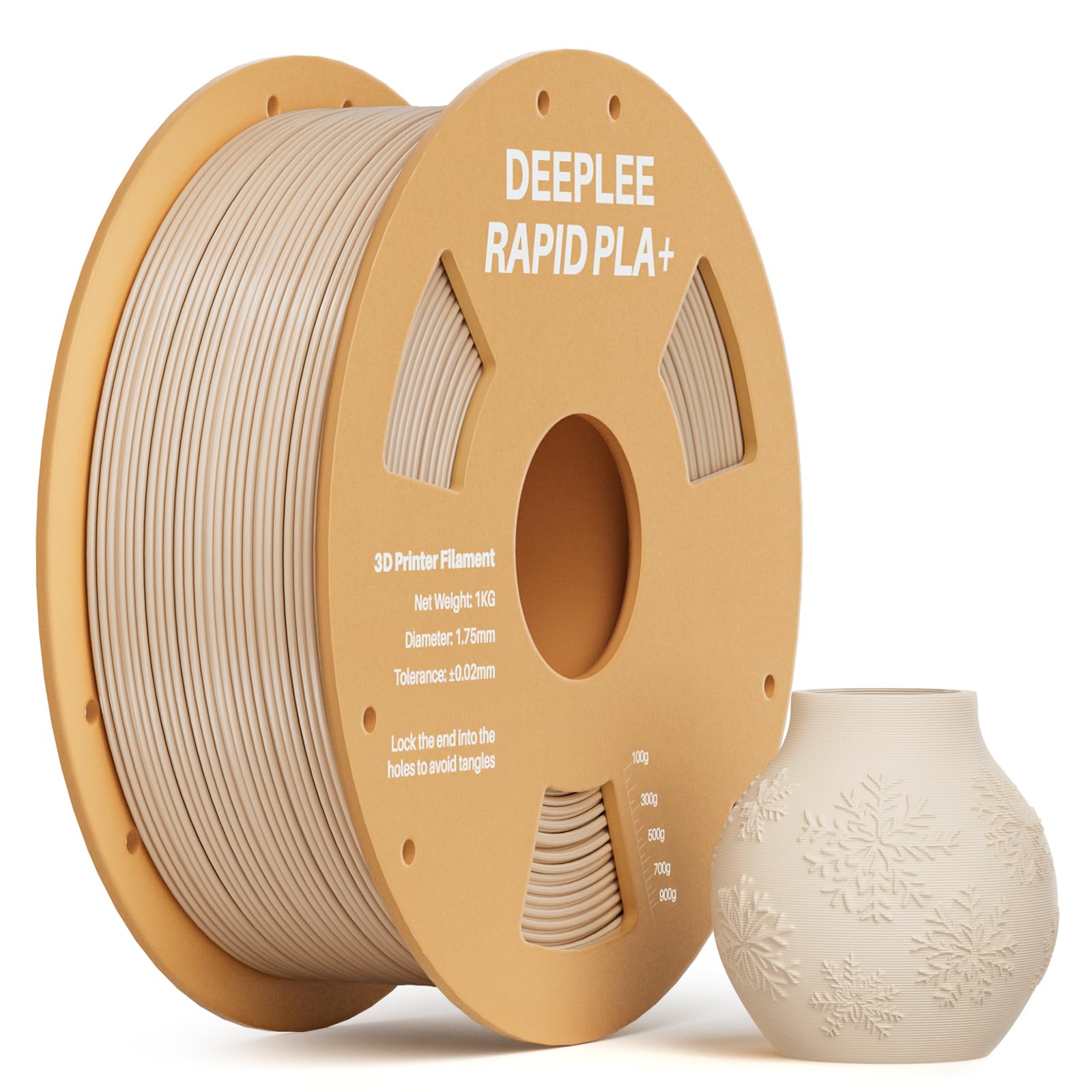 deeplee rapid pla plus filament 1.75mm, high speed 3d printer filament up to 600mm/s, pla+ filament dimensional accuracy +/- 0.02 mm fits most fdm 3d printer, cardboard spool 2 pack 1kg brown