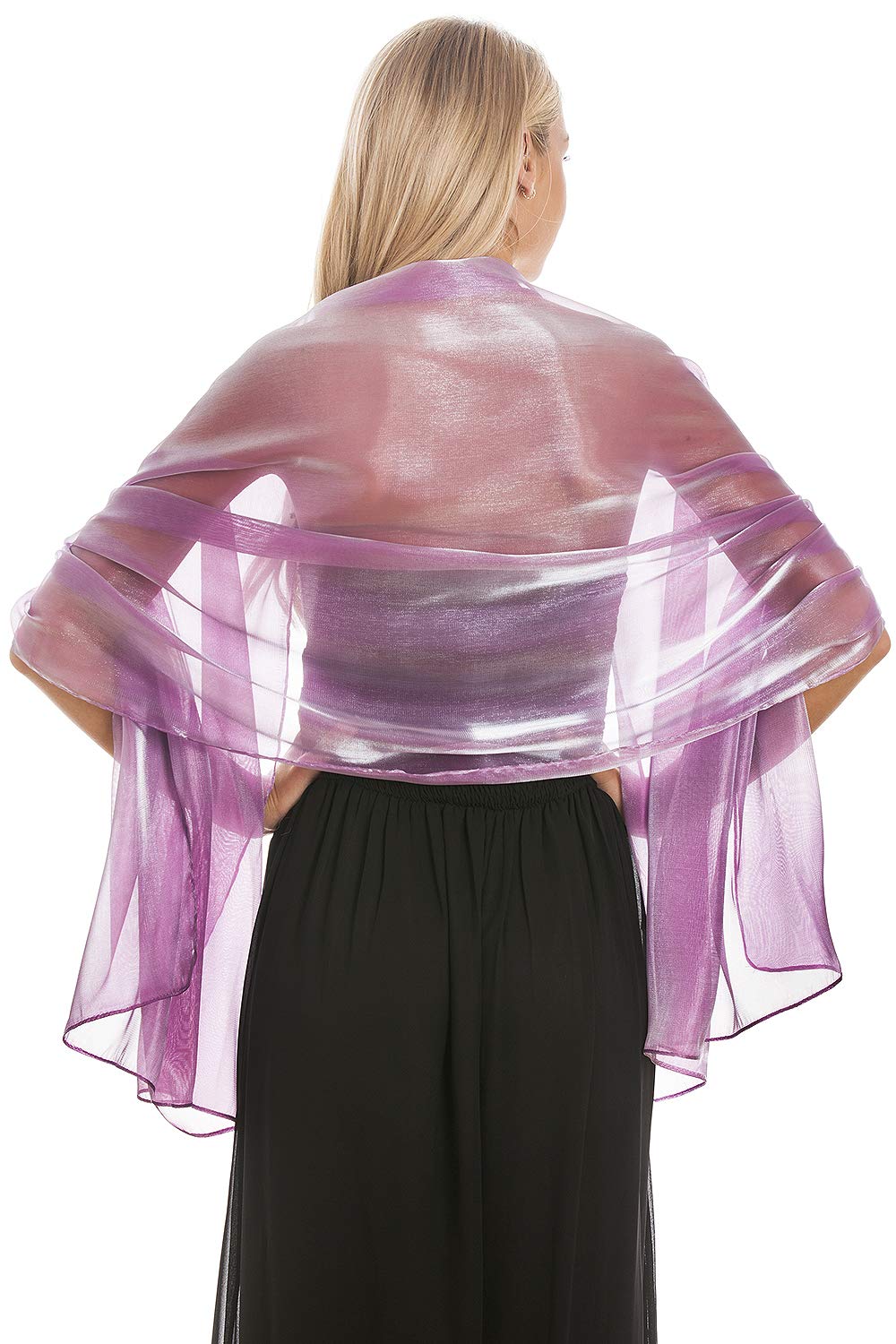 Central Chic Women's Lilac Silky Iridescent Wrap Stole Shawl Pashmina For Weddings Bridal Bridemaids & Evening Wear (Lilac)