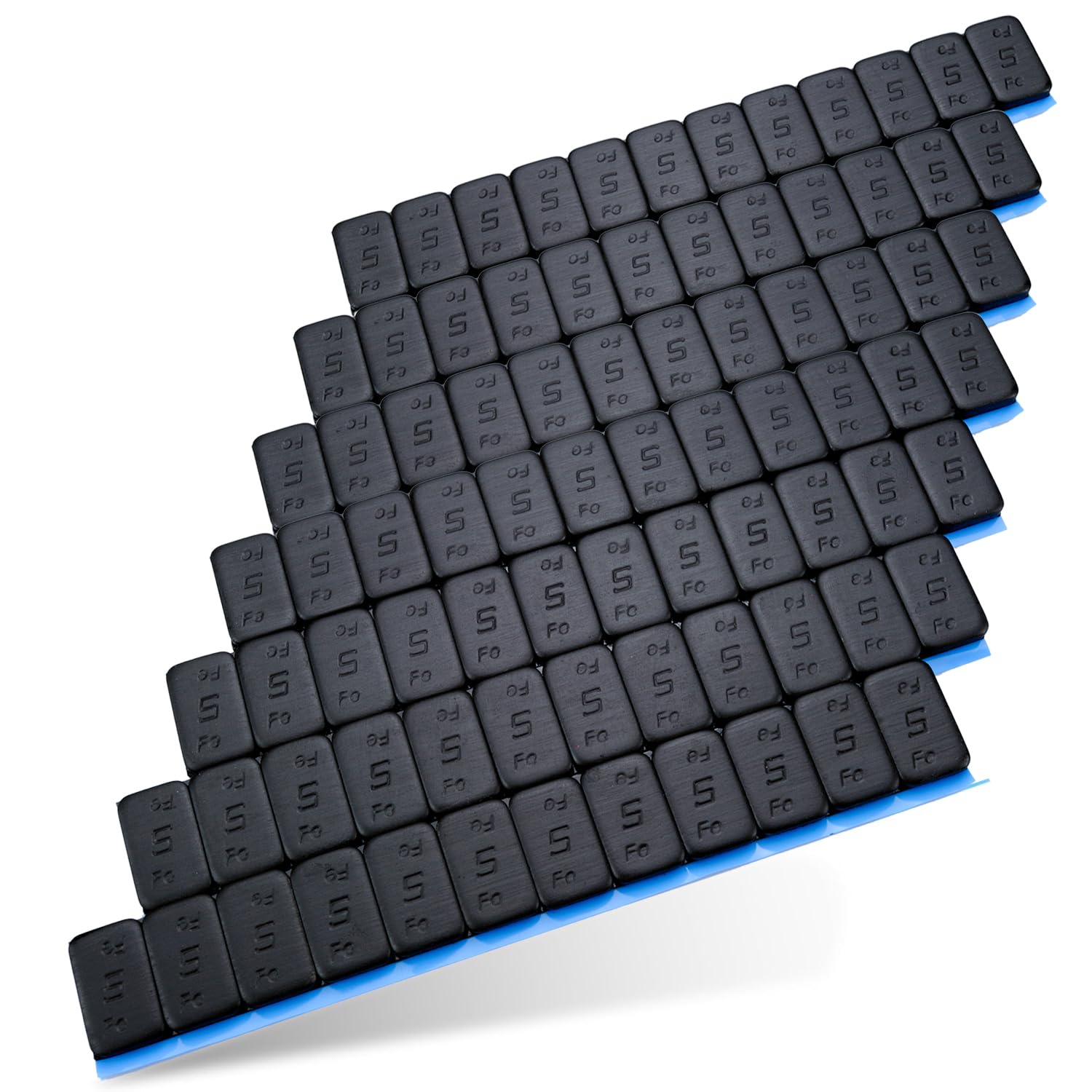 HASKYY 7 Pesi equilibratura NERO 12x5g I Pesi adesivi Pesi in acciaio Striscia adesiva 60g con BORDO DI USCITA I zincato & rivestito plastica I 0. 42KG Nero