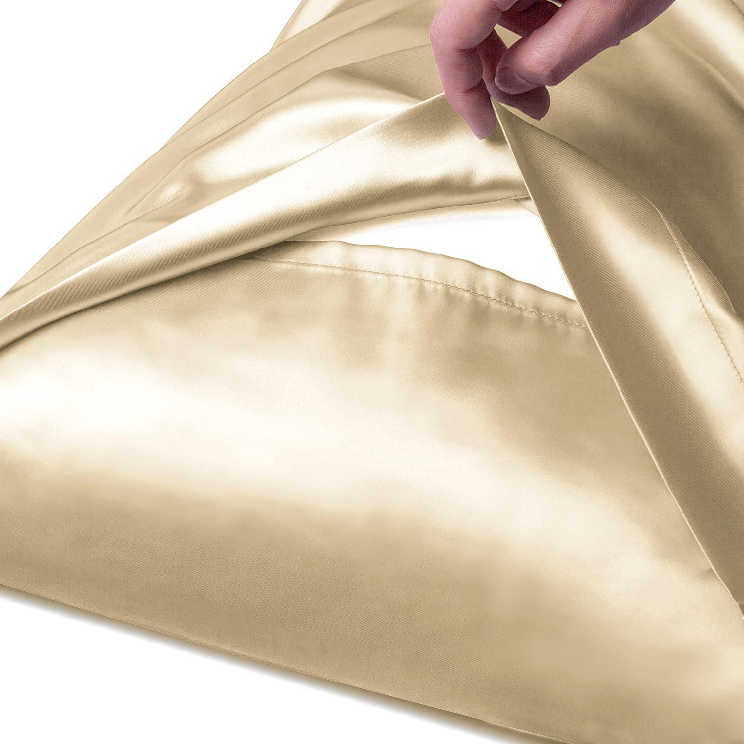 Coppia di fodere per cuscino in raso di seta di gelso per capelli e pelle, morbide e lisce, misura standard 50 x 75 cm, confezione da 2 (Oro Champagne)