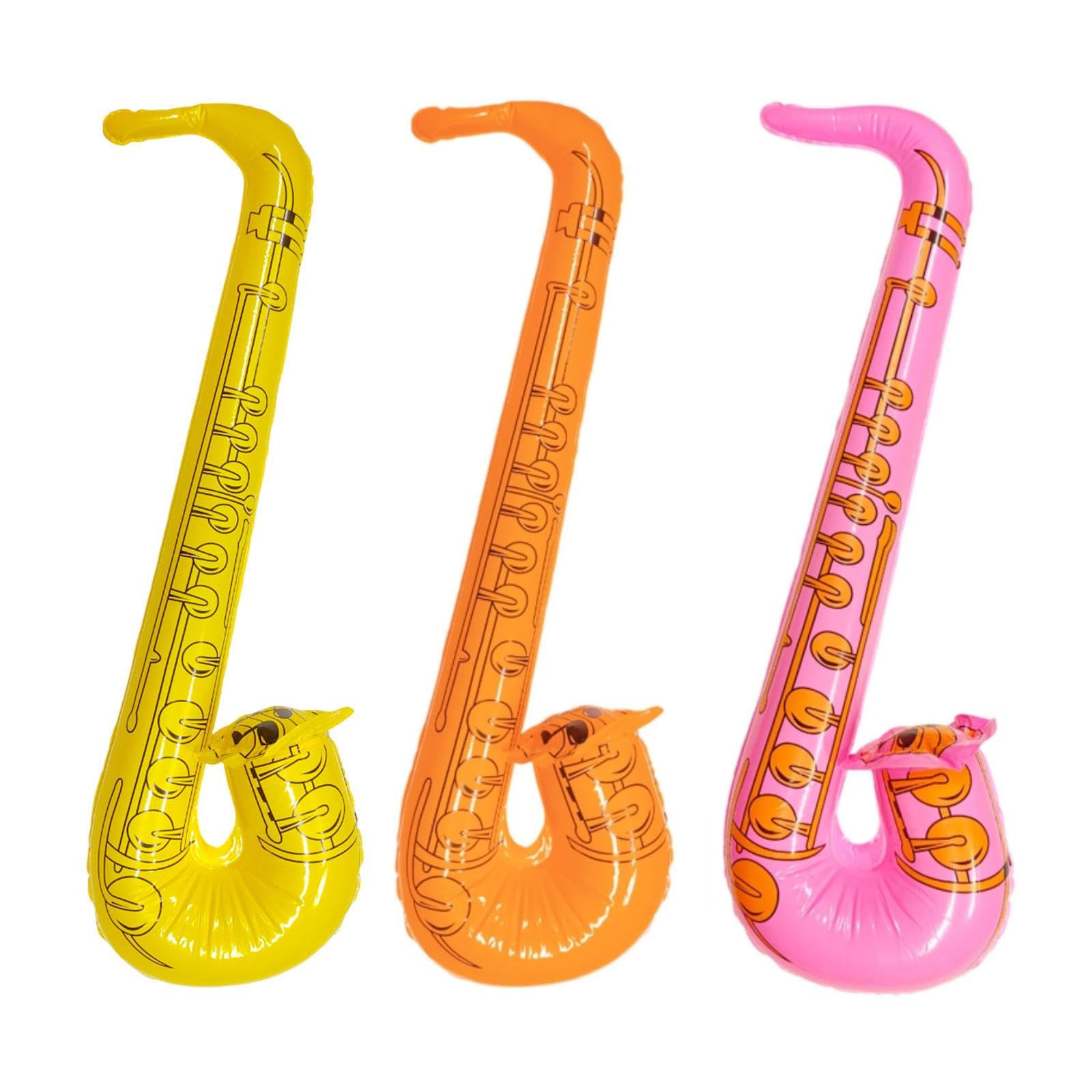 3 Piezas Instrumentos Inflables Saxofón Hinchables para Niños Adultos, 70 cm Saxofón de Juguete Inflable Party, Accesorios de Globos de Instrumentos Musicales para Festivales Fiesta
