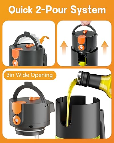 Miniatura 6 de Pulverizador de Aceite 2 en 1 Mejorado para Cocinar, Botella Dispensadora de Aceite de Oliva de Vidrio con Bloqueo de Luz de 17 oz para Cocina,