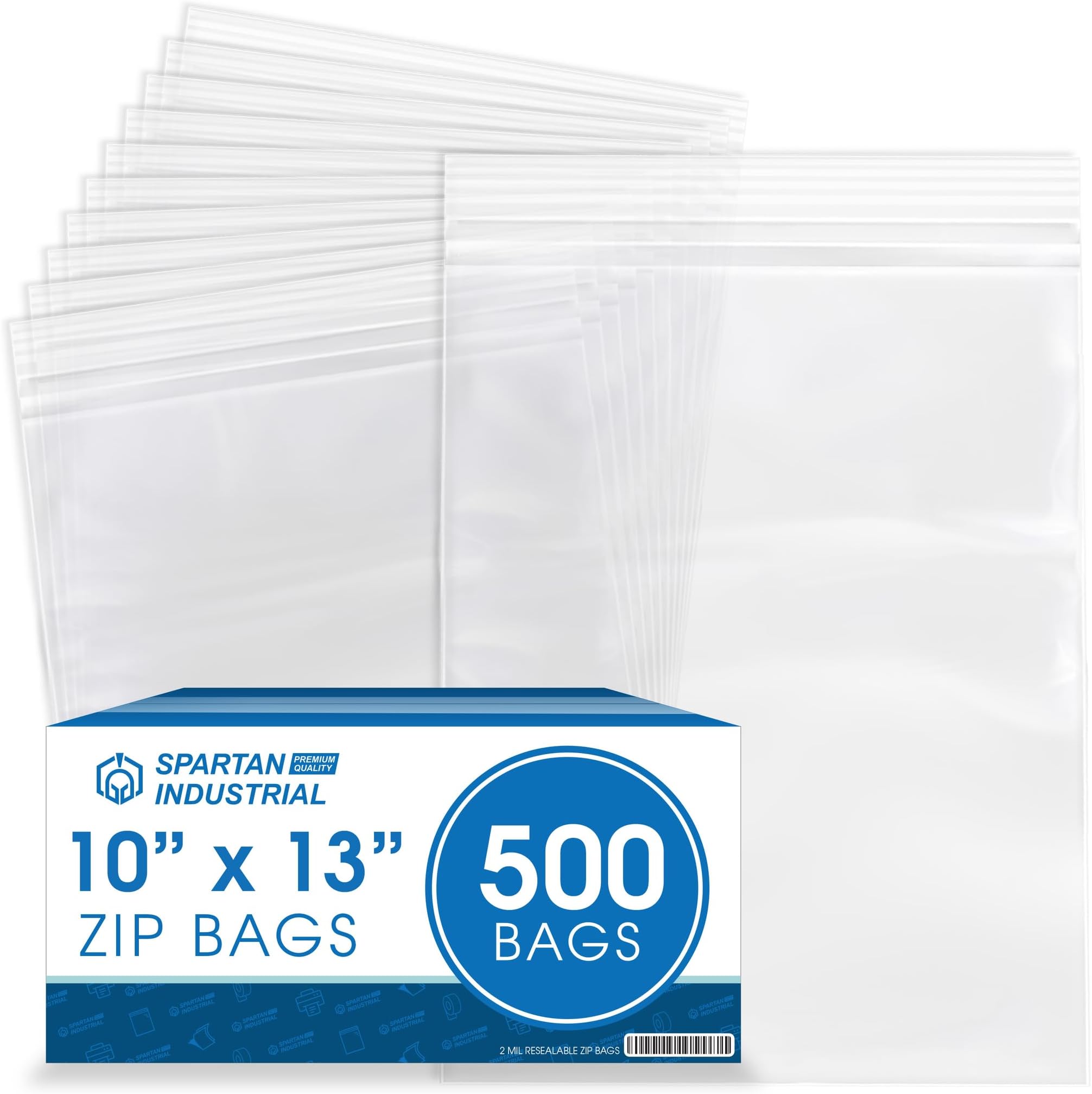 10” X 13” (500 Count) 2 Mil Clear Reclosable Zip Plastic Poly Bags with Resealable Lock Seal Zipper