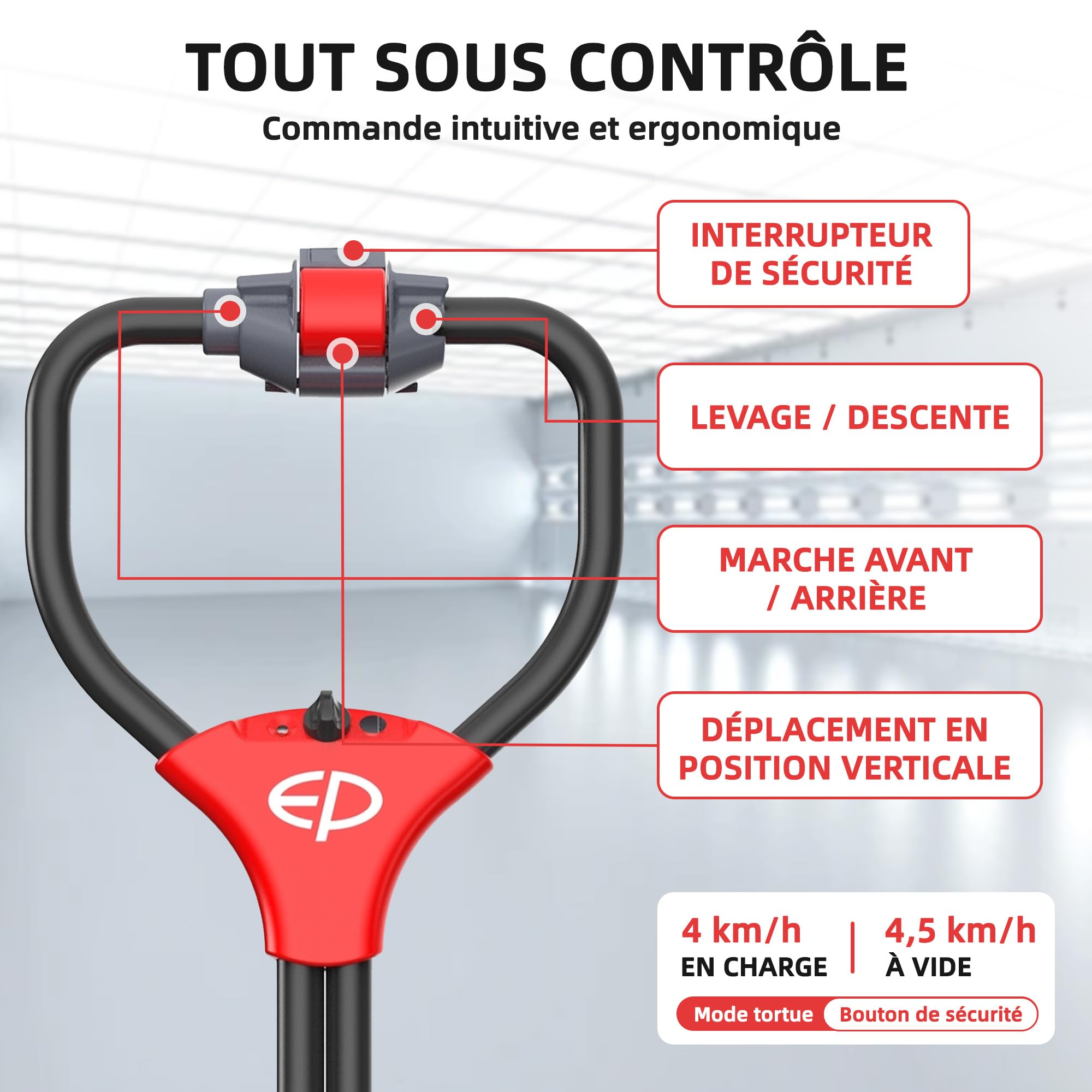 F4R20 Transpalette électrique 1 500 kg, Lithium-ION 24 V/20 Ah