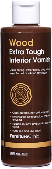Extra Tough Interior Wood Varnish (250ml, Satin) - Quick Drying, Water-Based Wood Varnish to Protect All Hard & Soft Wood Furniture, Doors & More Against Knocks, Scratches & Stain