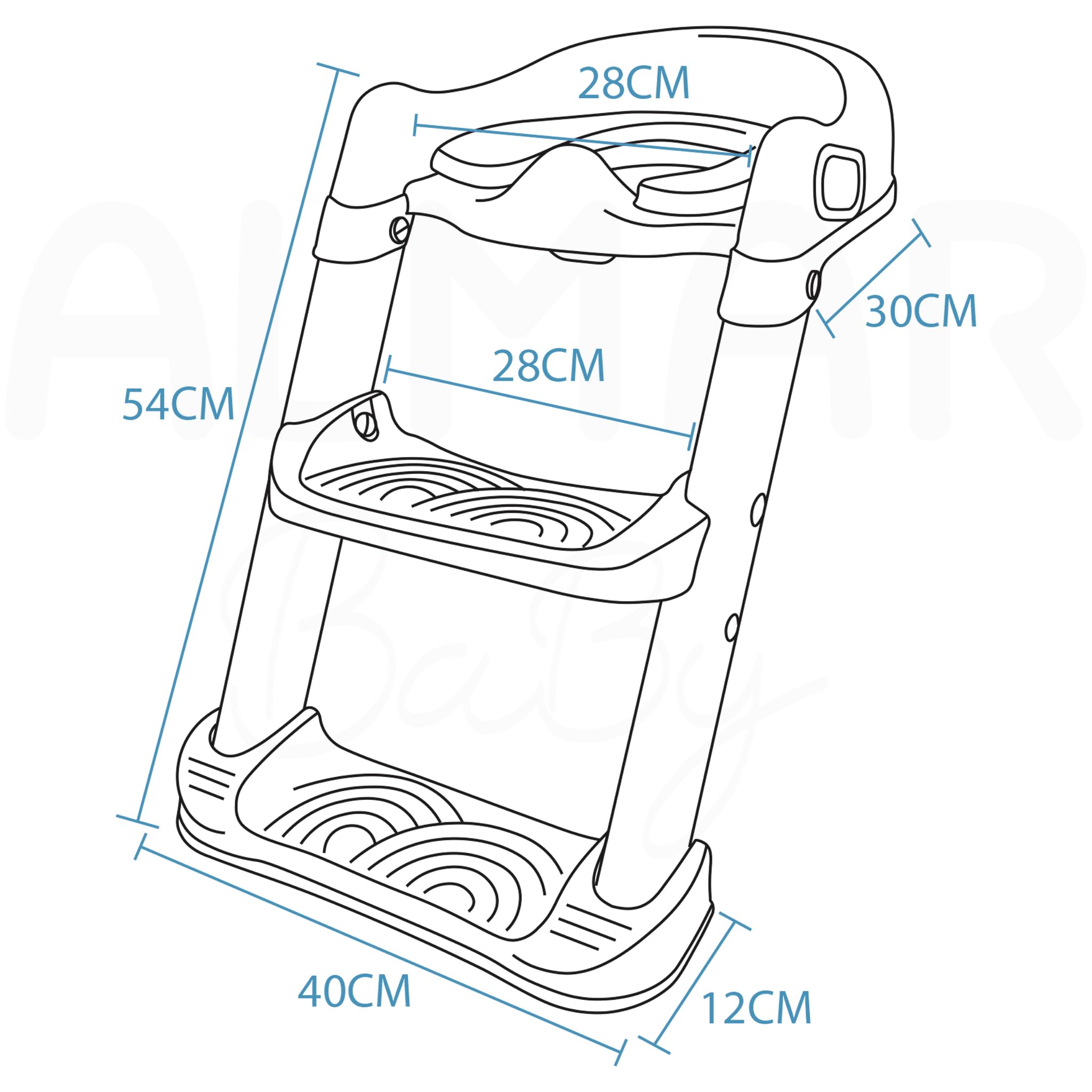 Almar Baby Adaptador WC para Niños con Escalera Reductor de Inodoro Asiento WC de Niños con Escalera Antideslizante Plegable con Cojín Gris