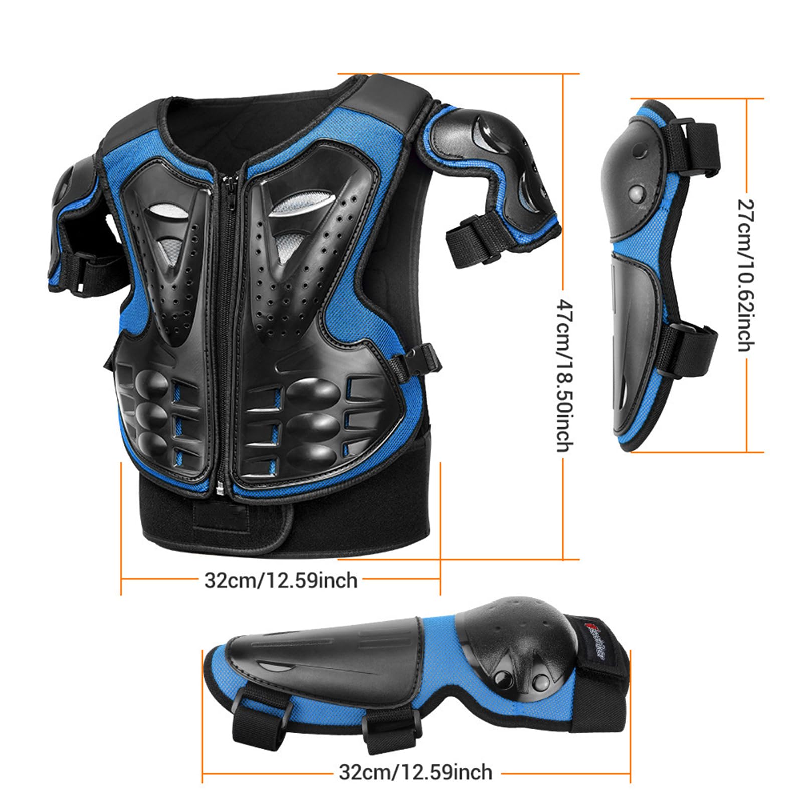 ARMAAN Tuta Protettiva per Moto per Bambini Anti-Caduta con Ginocchiere e gomitiere, Protezione Completa per Il Corpo per Motocross Pattinaggio Ciclismo Enduro ATV MX, dai 4 ai 14 Anni,Green-One Size