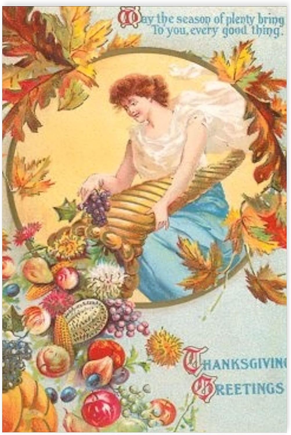 CafePress Vintage Thanksgiving Card Postcards (Package of 8), 6"x4" Printed Note Card