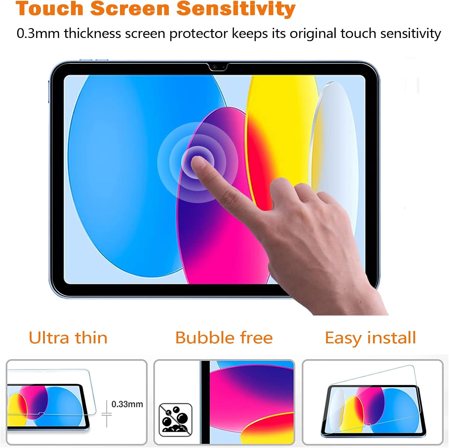 [2 Pack] Screen Protector For iPad 11th(A16)/10th Generation10.9 inch 2025/2022, Tempered Glass Film Guard For iPad 11th 10th Gen Anti-Scratch 9H Hardness Bubble-free Clear Support Face ID & Stylus Pen thumbnail