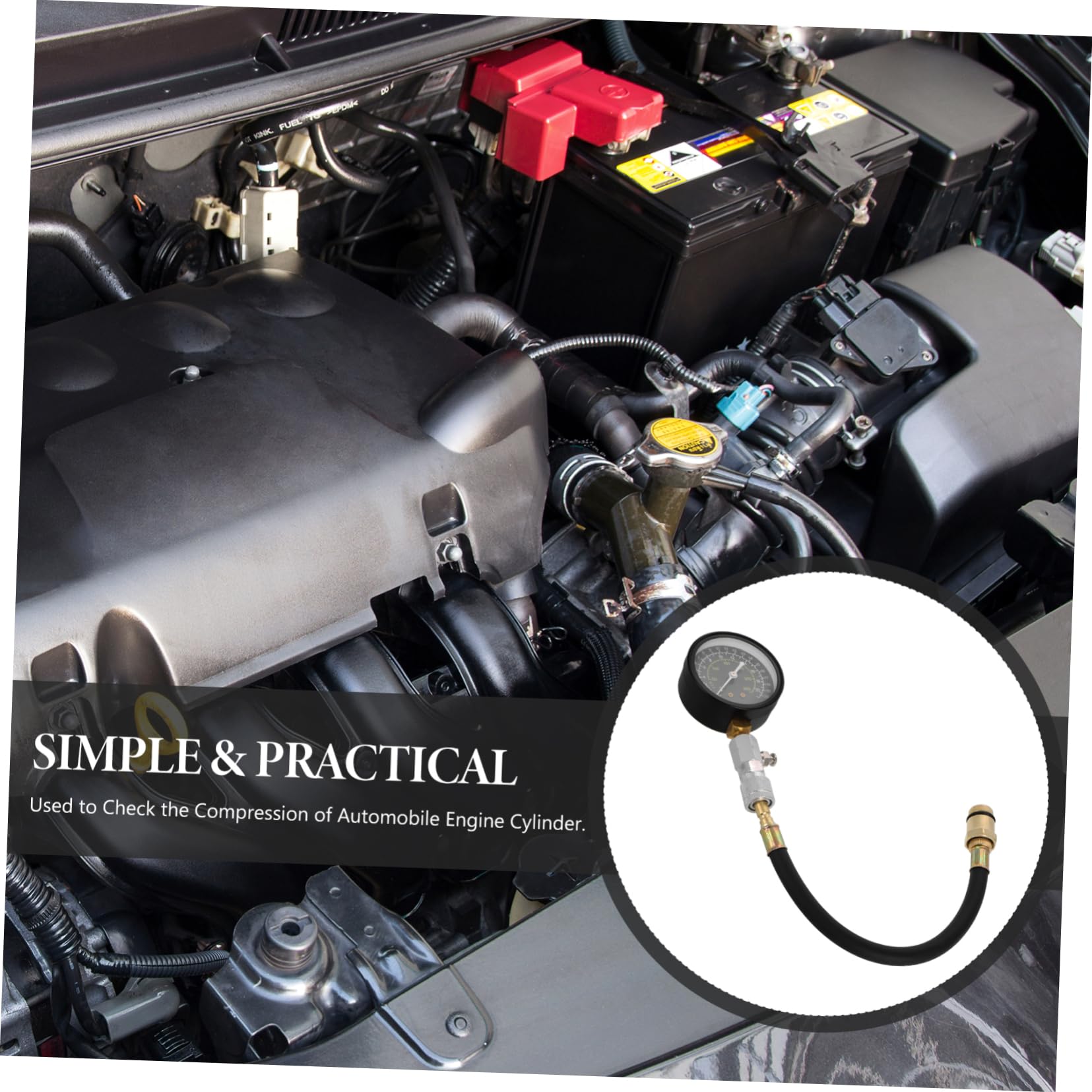 Kit de Herramientas para Comprobar la compresión del Motor, medidor de presión de Combustible para Motocicleta y Coche, medidor de compresión para Motor